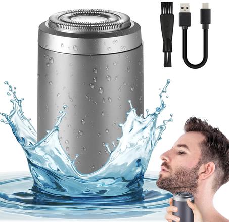 Mini Elektrorasierer, wasserdicht IPX7, multifunktional, tragbar, leise, waschbar, für Herren (Grau)