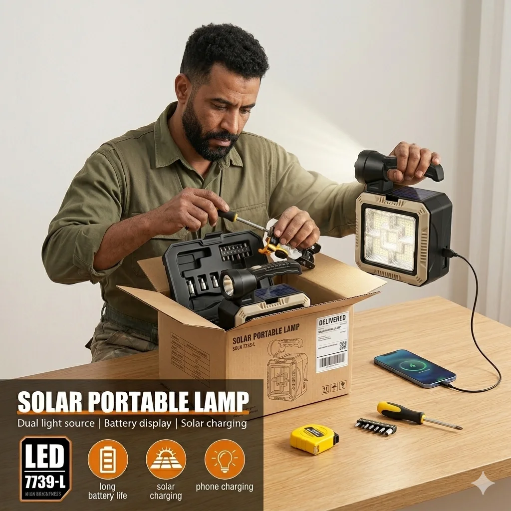 مصباح نقال مع صندوق ادوات