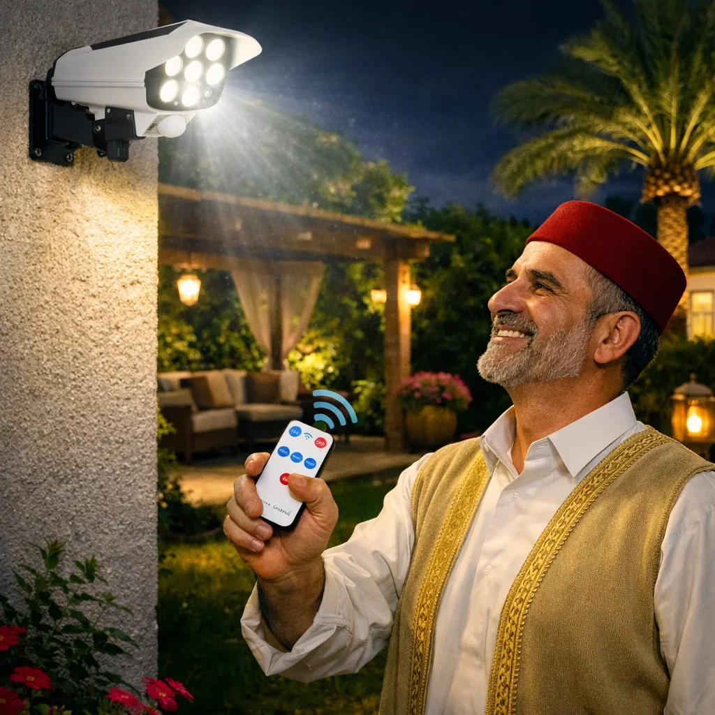 ضوء شمسي على شكل كاميرا أمنية