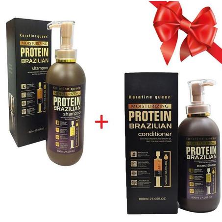 شامبو كيراتين برازيلي بالبروتين + عبوة بلسم خالي من الكبريتات