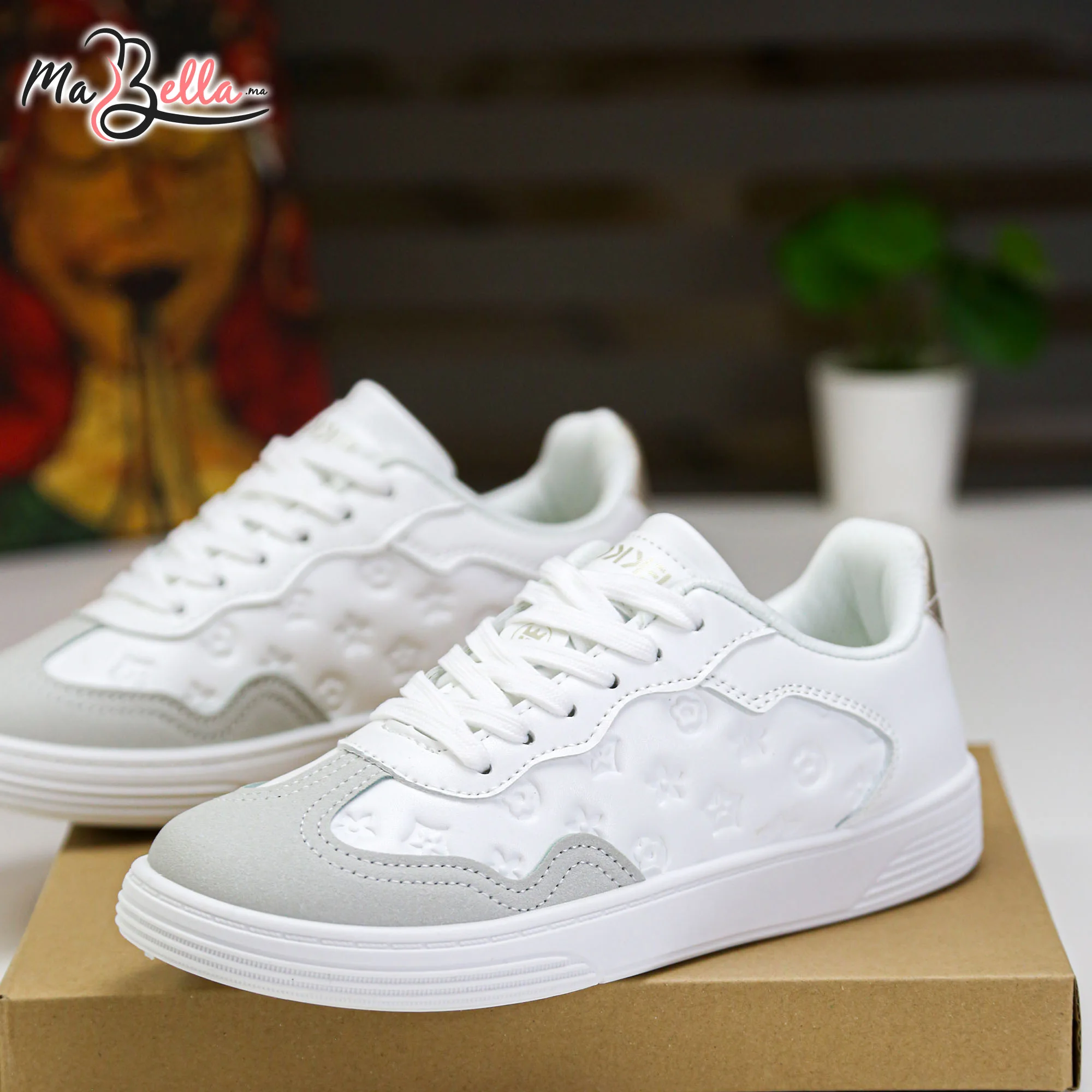 Baskets pour Femmes - Blanc/Doré - EK-03