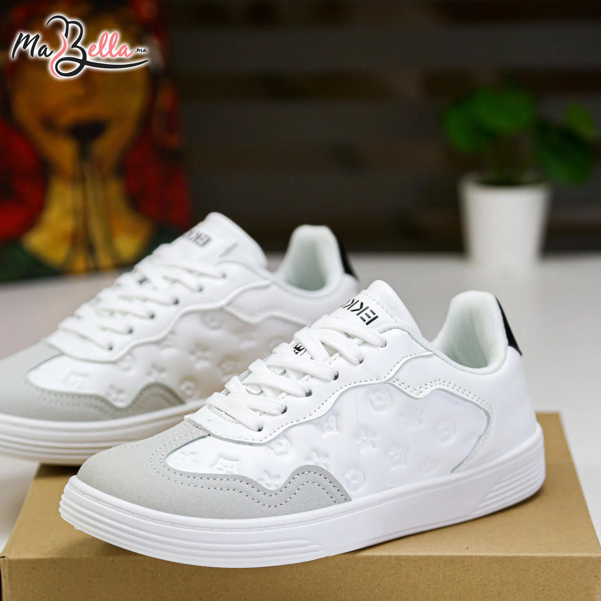 Baskets pour Femmes - Blanc/Noir - EK-03