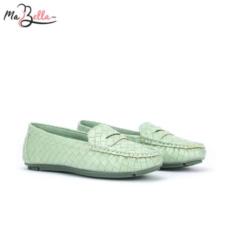Mocassins pour Femmes - Vert - Tressé - SM/6493