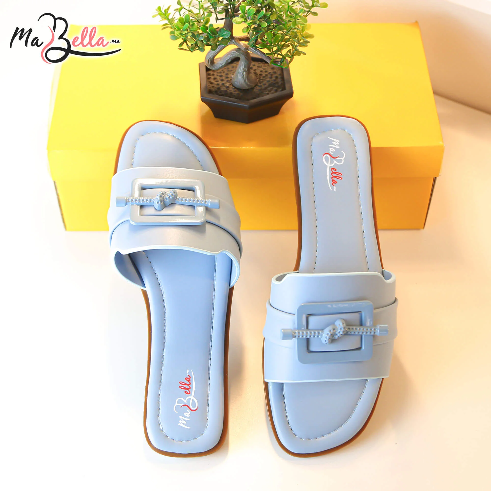 Sandale Plate - Bleu Ciel - LA TRÉCE-2500