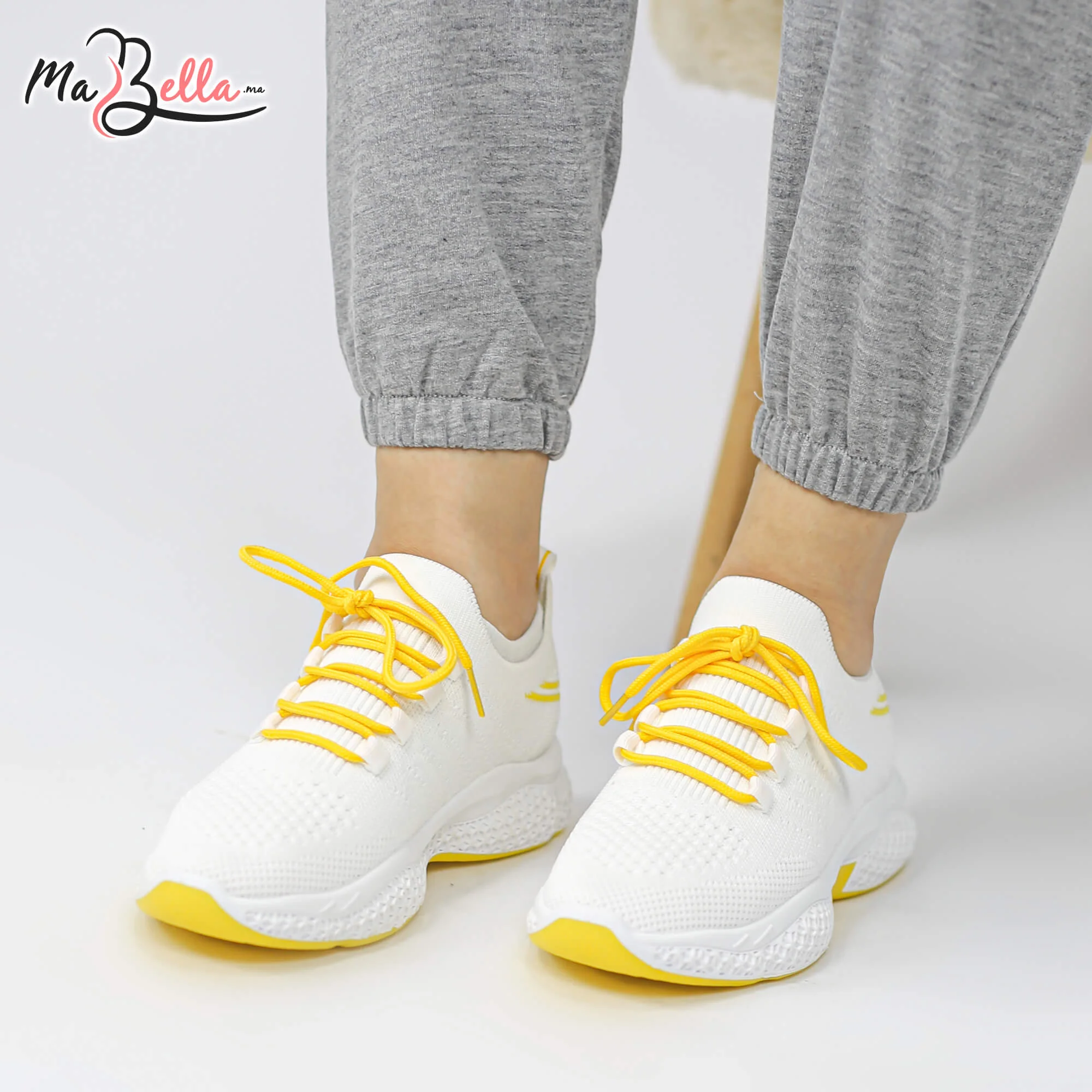 Baskets pour Femmes - Blanc Jaune - RF24