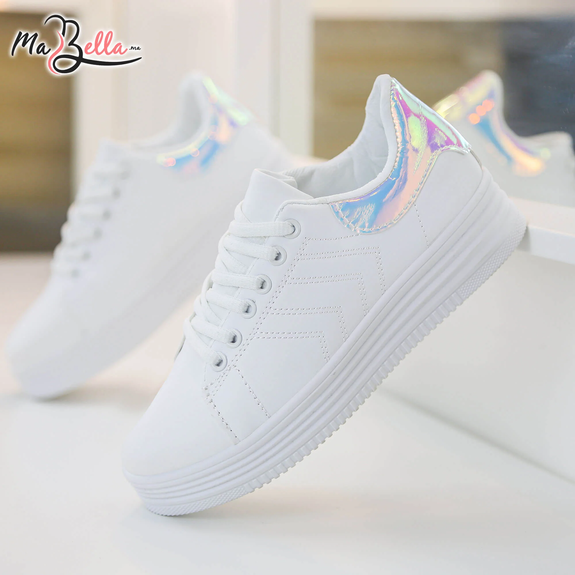 Baskets pour Femmes - Blanc- AB-70