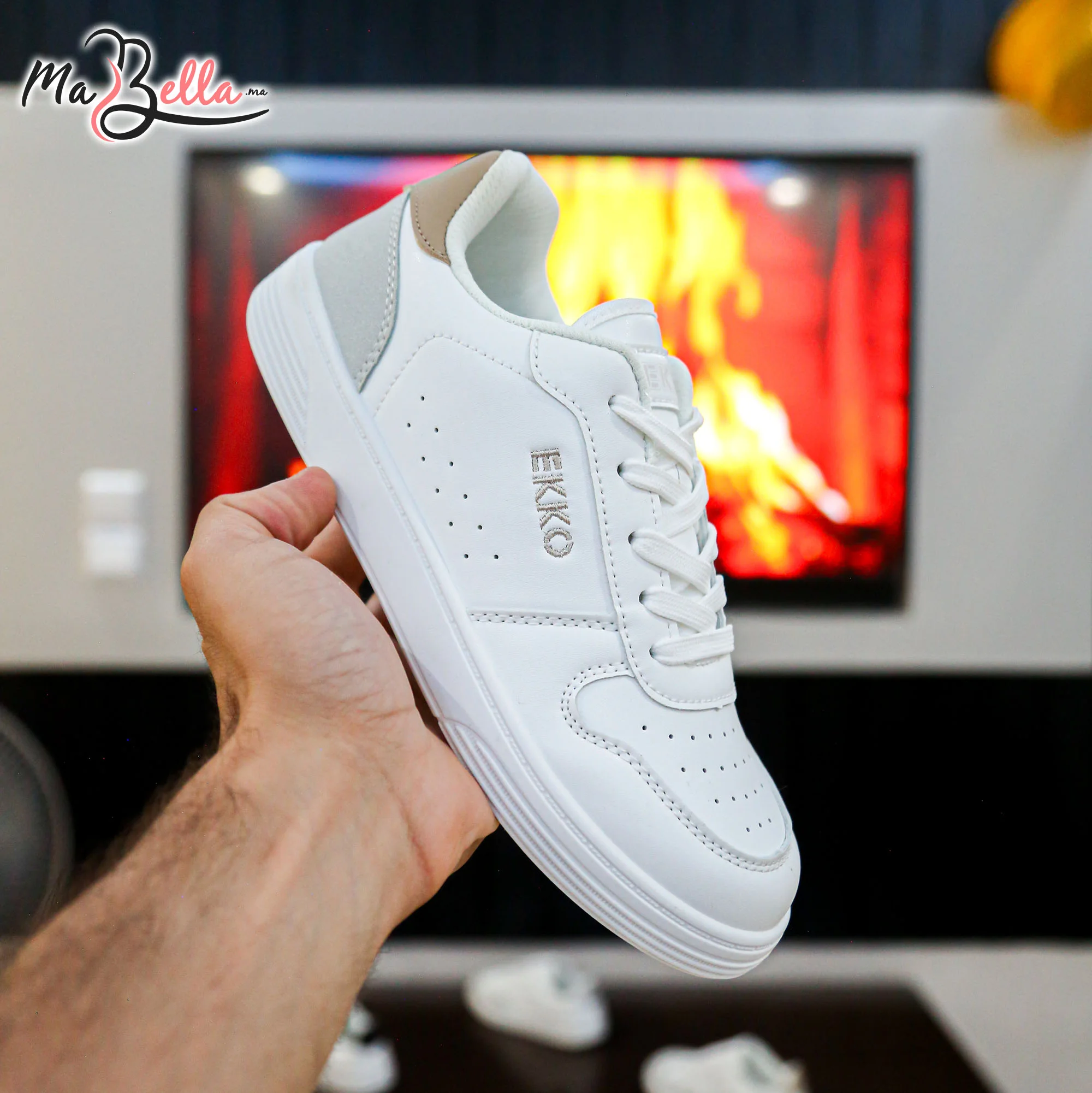 Baskets pour Femmes - Blanc/Marron - EK-04