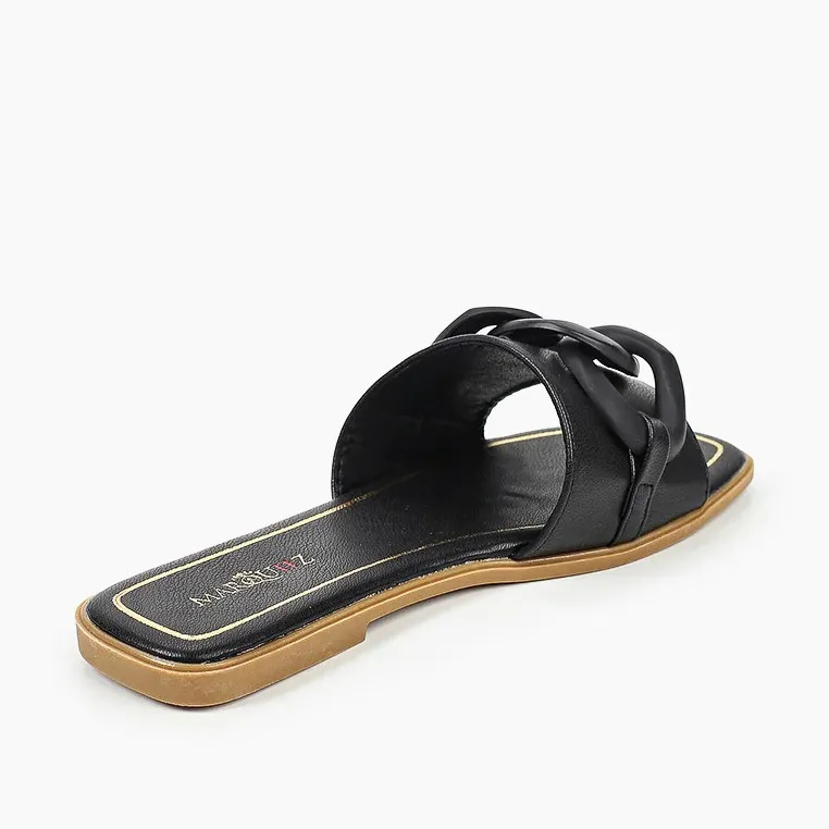 Sandale Plate - Noir - RF-2339