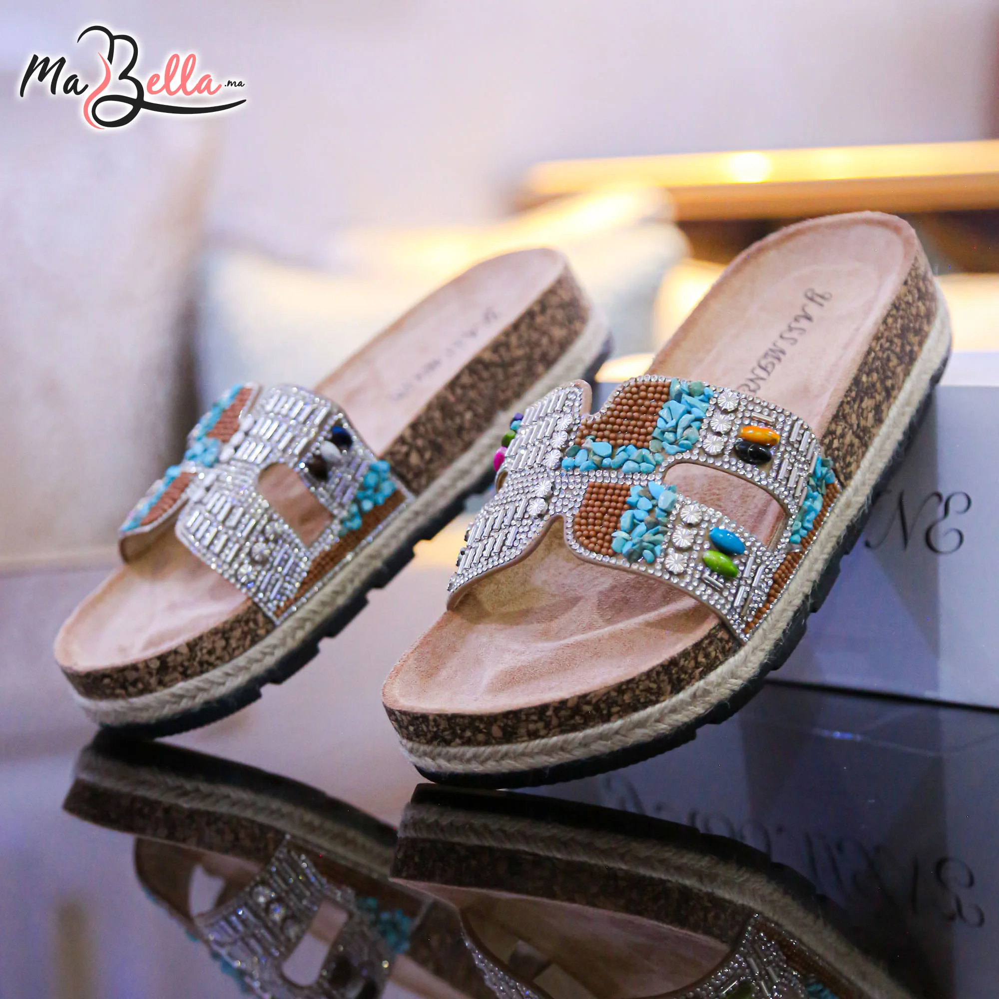 Sandale Plate - Camel - MES11