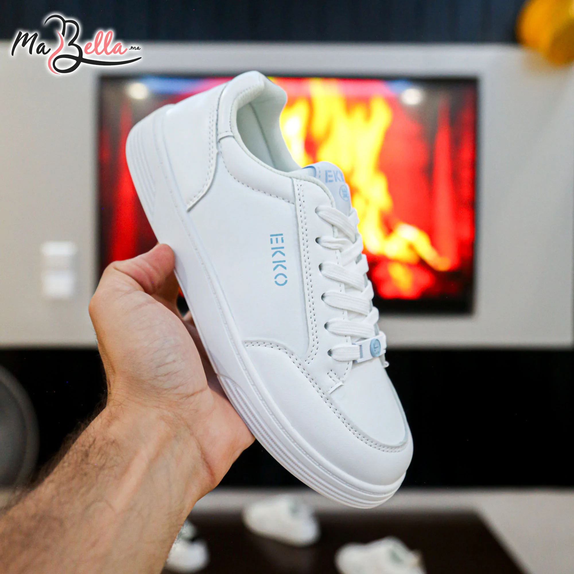 Baskets pour Femmes - Blanc/Bleu - EK-02