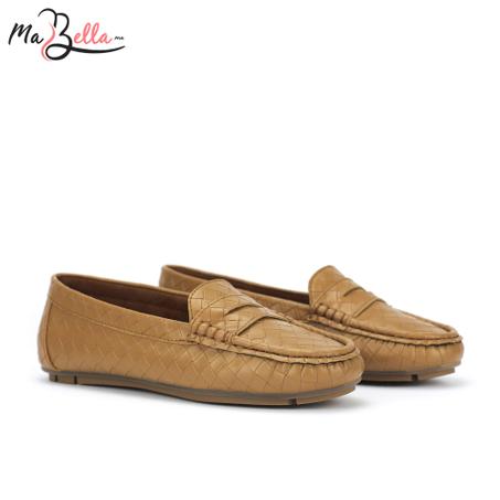 Mocassins pour Femmes - Camel - Tressé - SM/6493