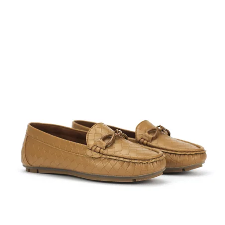 Mocassins pour Femmes - Camel - Tressé - A/9471