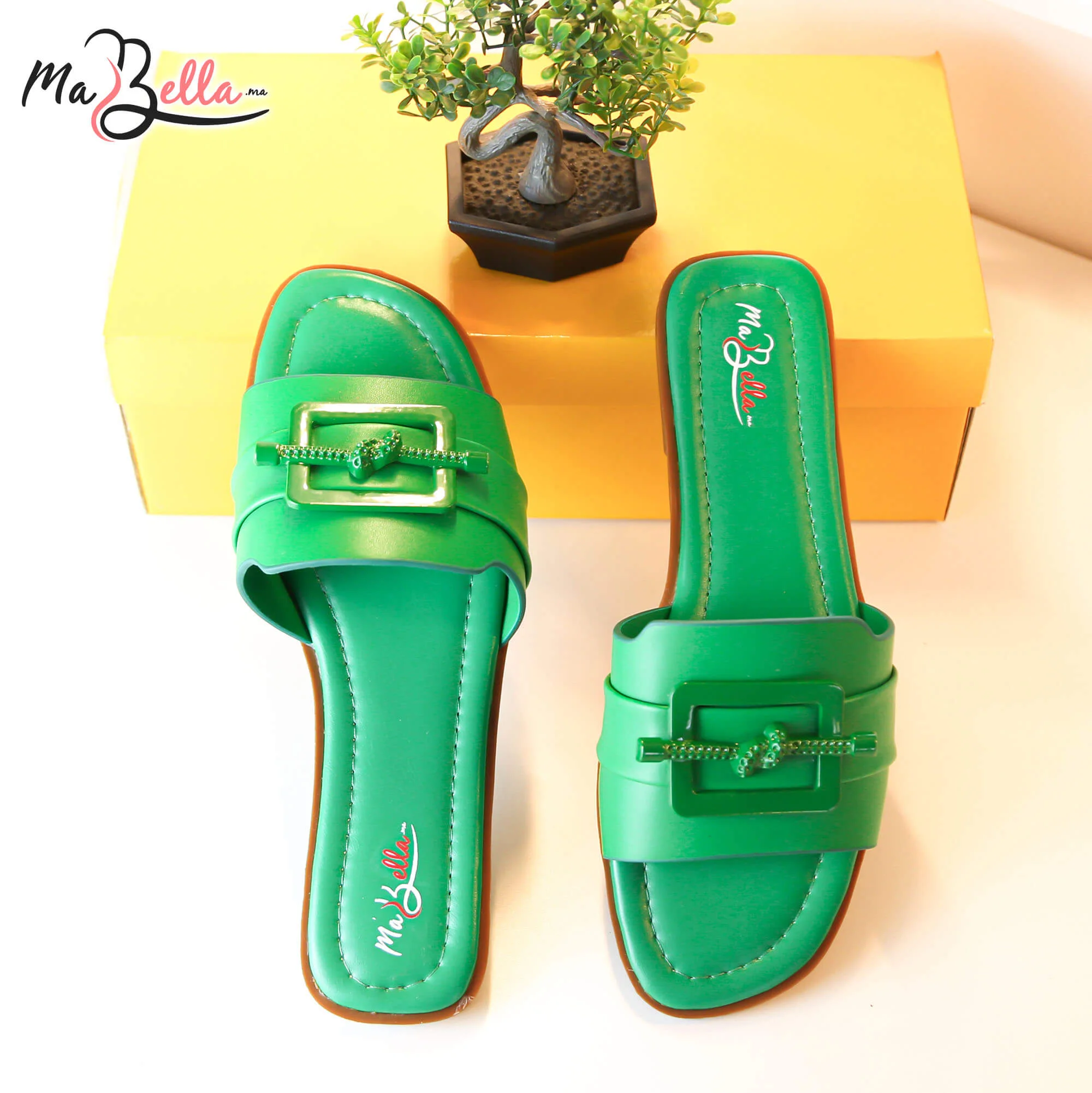 Sandale Plate - Vert - LA TRÉCE-2500