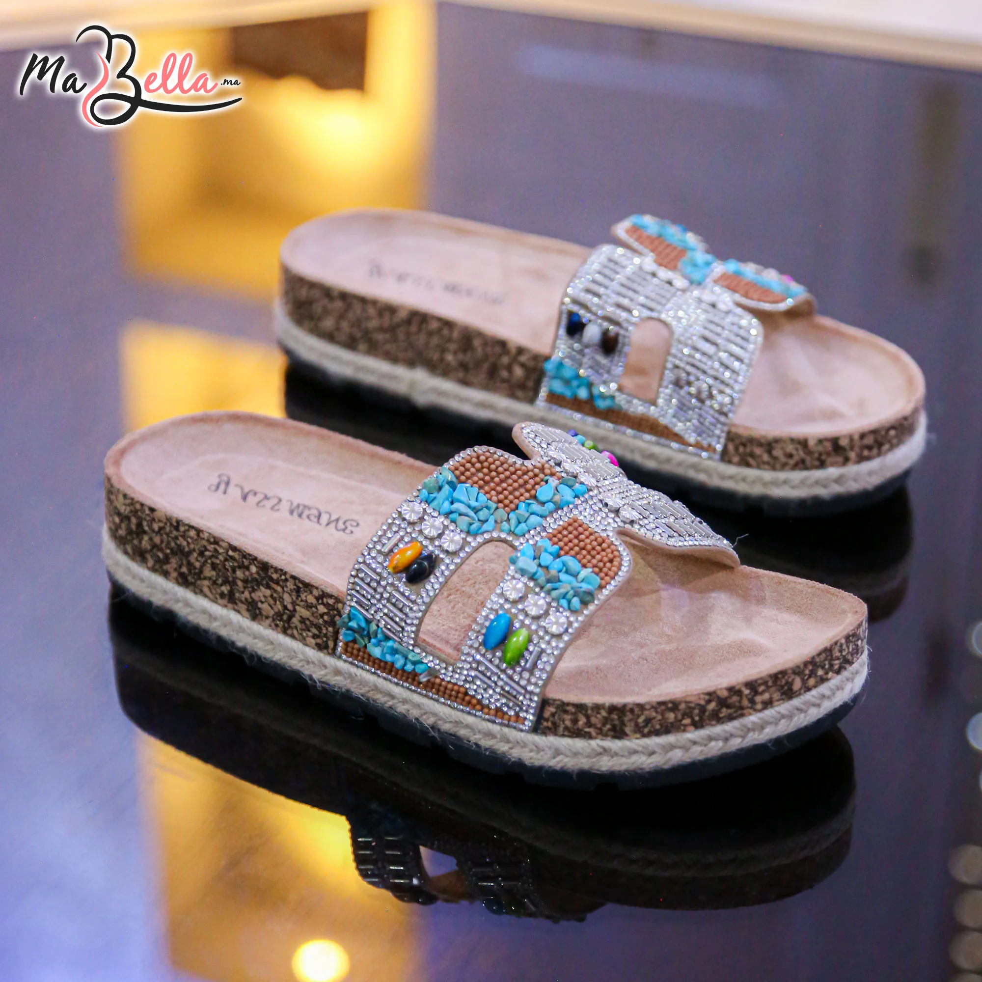 Sandale Plate - Camel - MES11