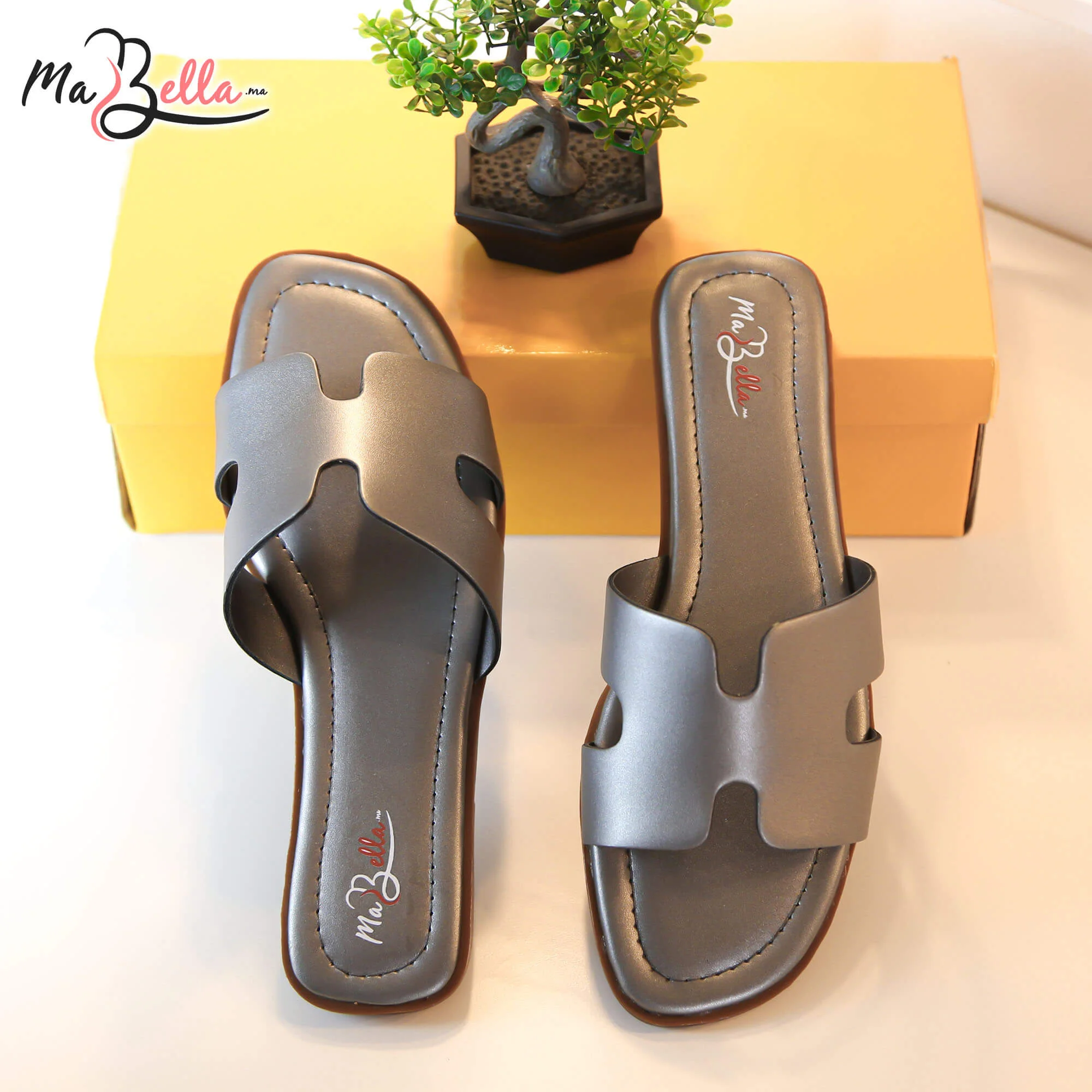 Sandale Plate - Gris argenté foncé - HRMS-01