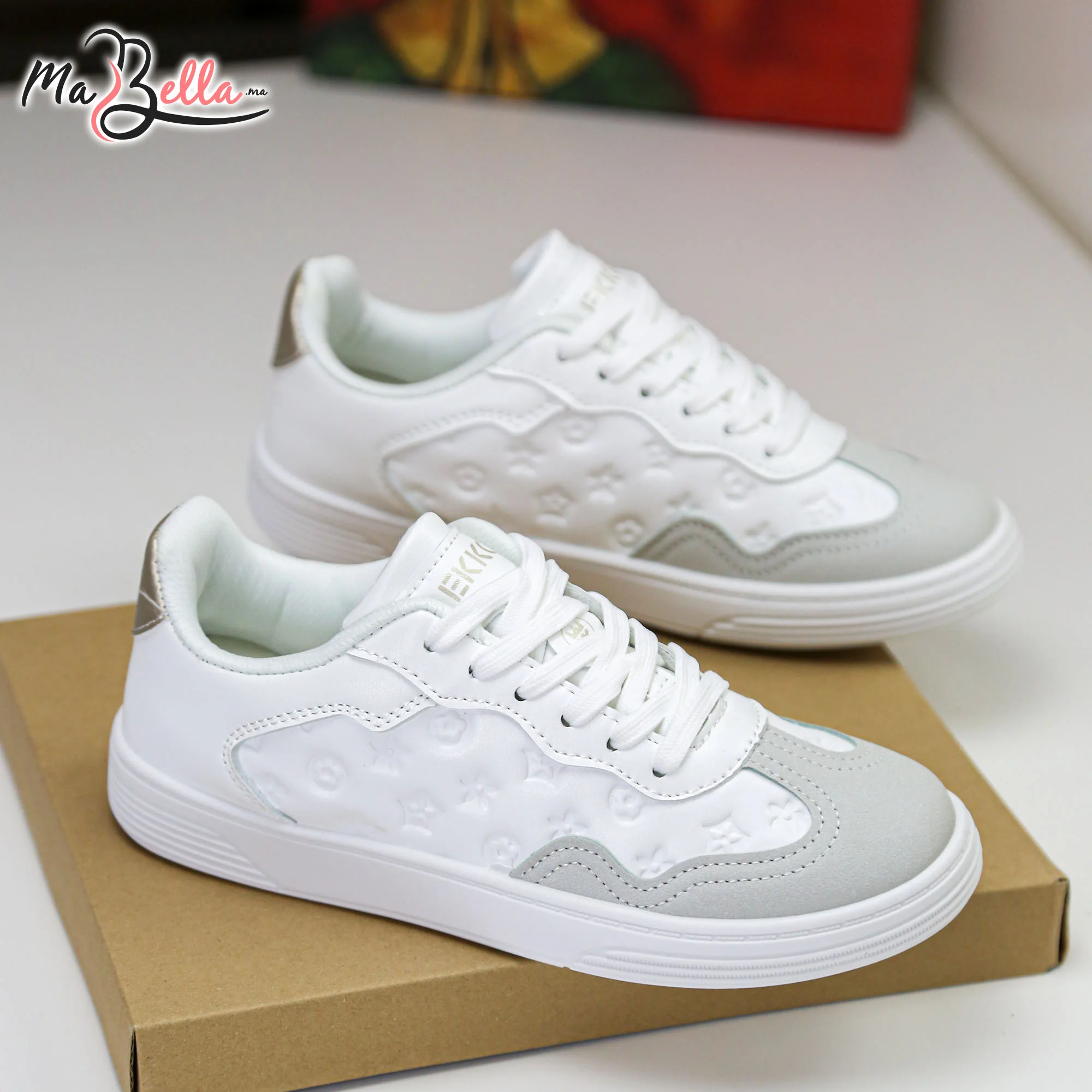 Baskets pour Femmes - Blanc/Doré - EK-03