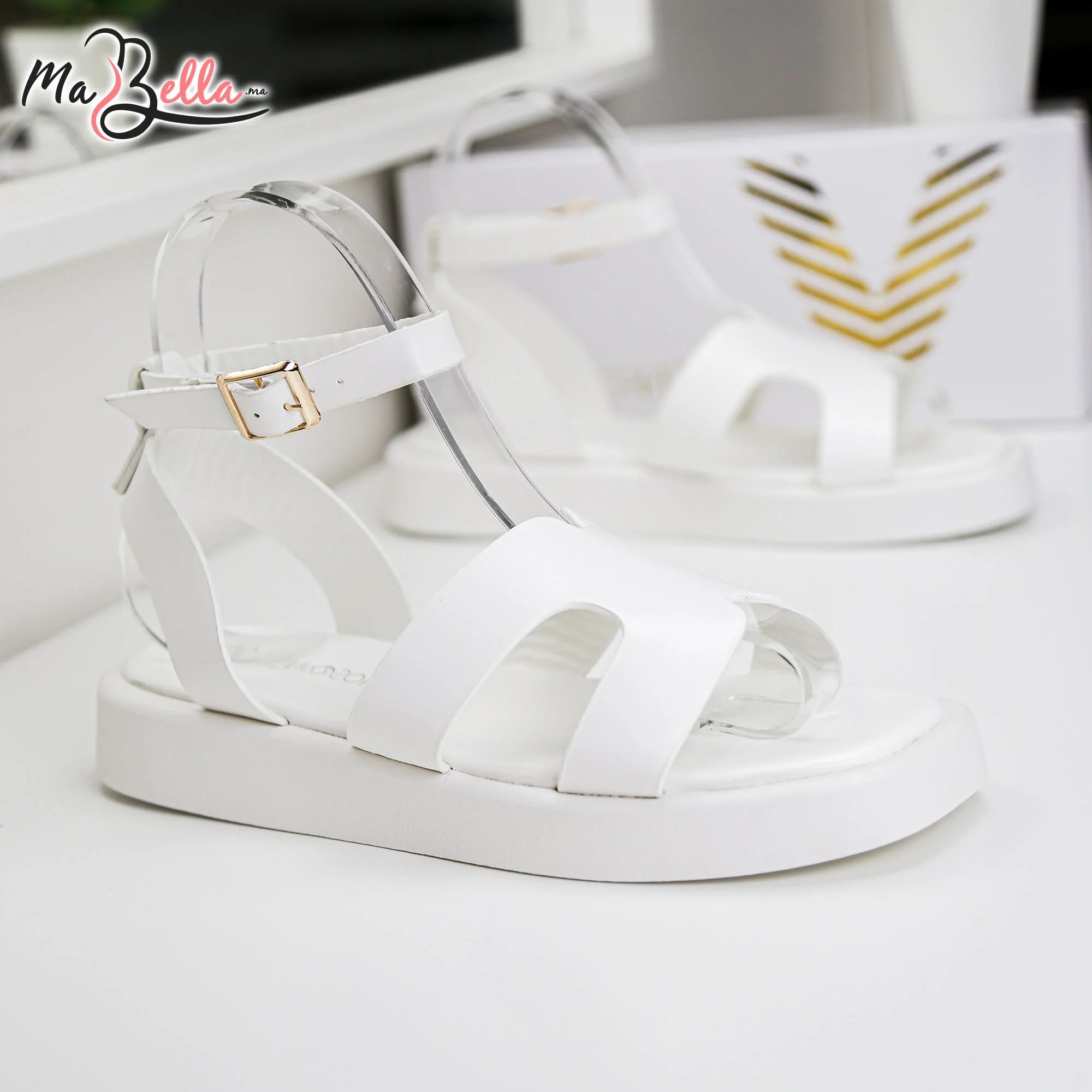 Sandale Plate - Blanc - LX-2548