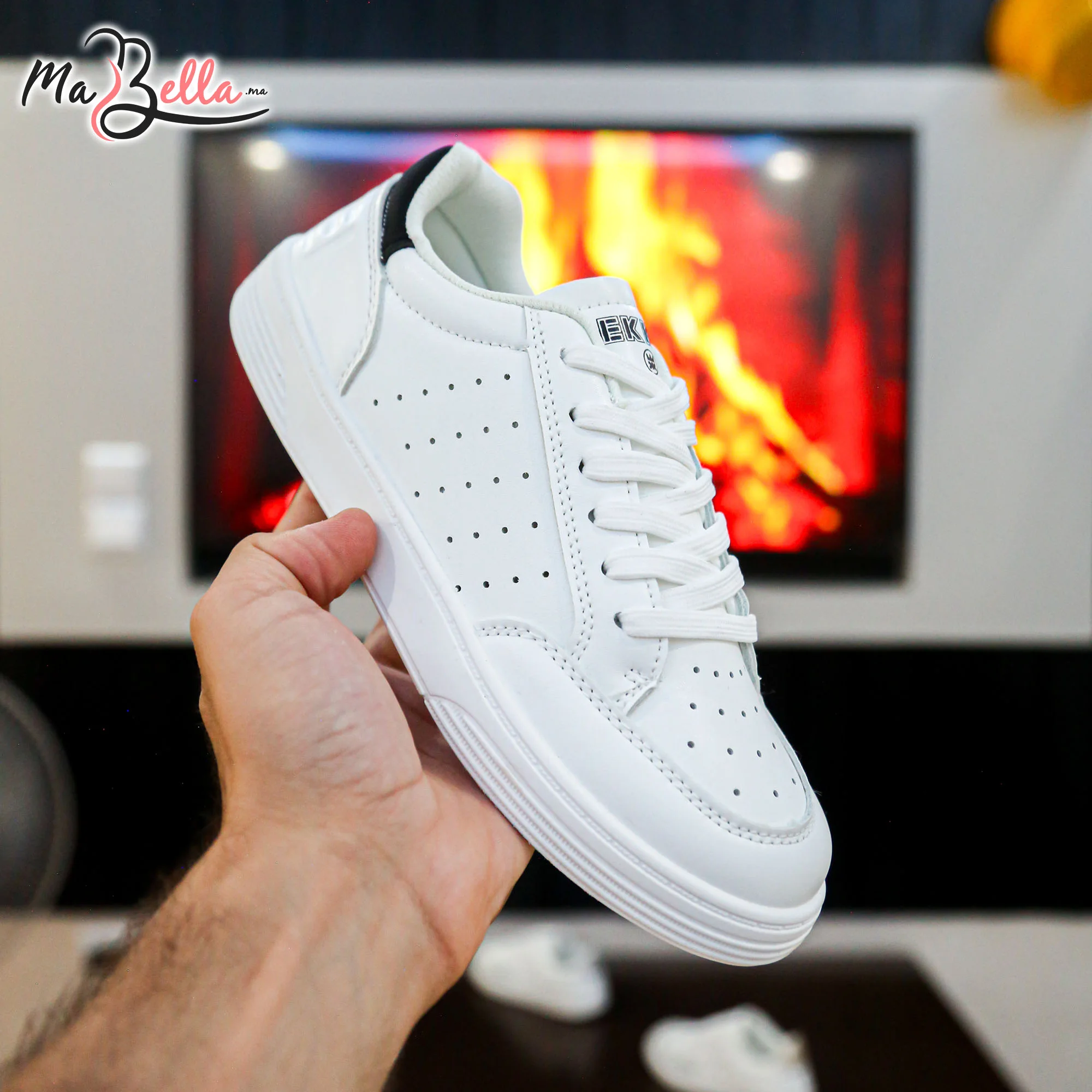 Baskets pour Femmes - Blanc/Noir - EK-01