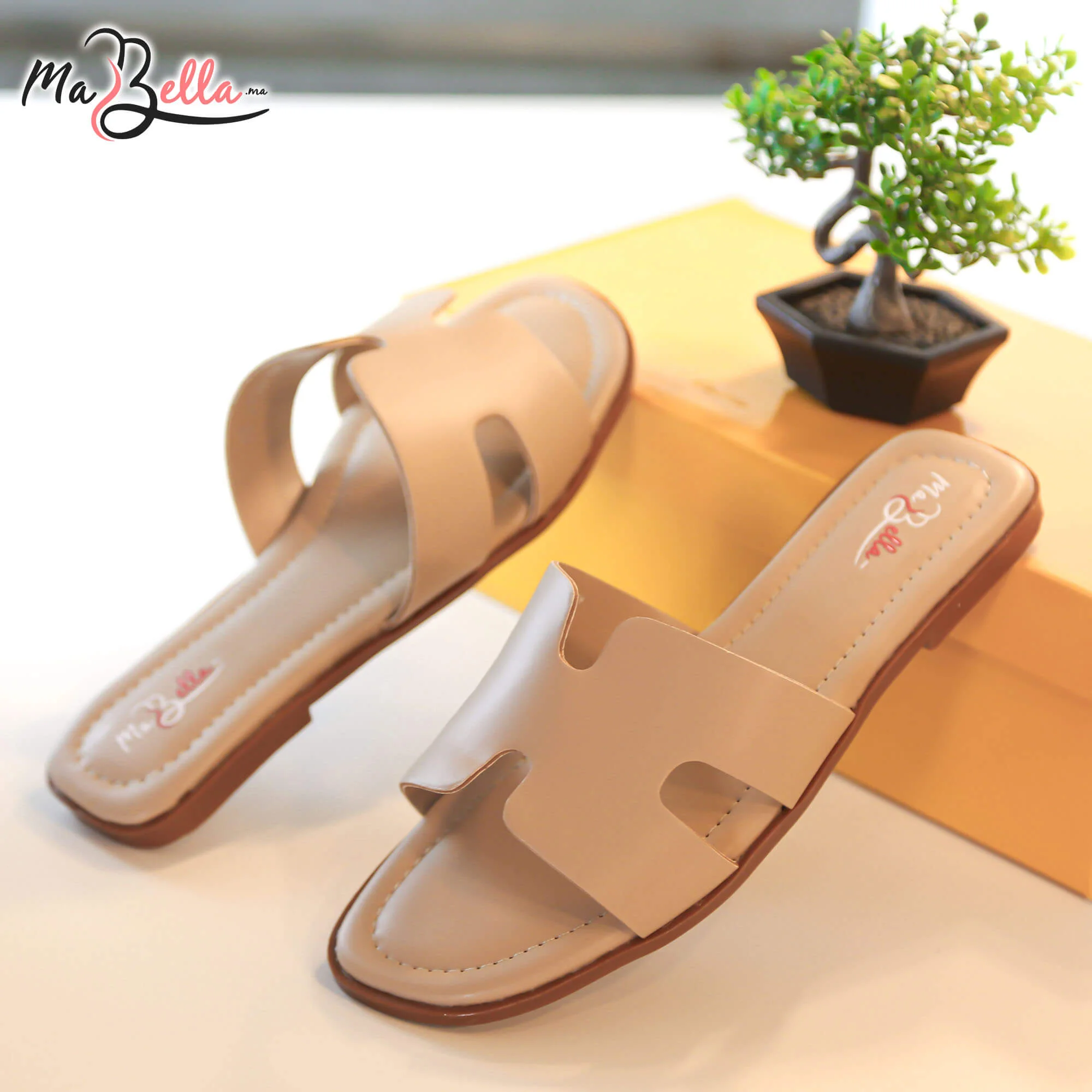 Sandale Plate - Beige - HRMS-01