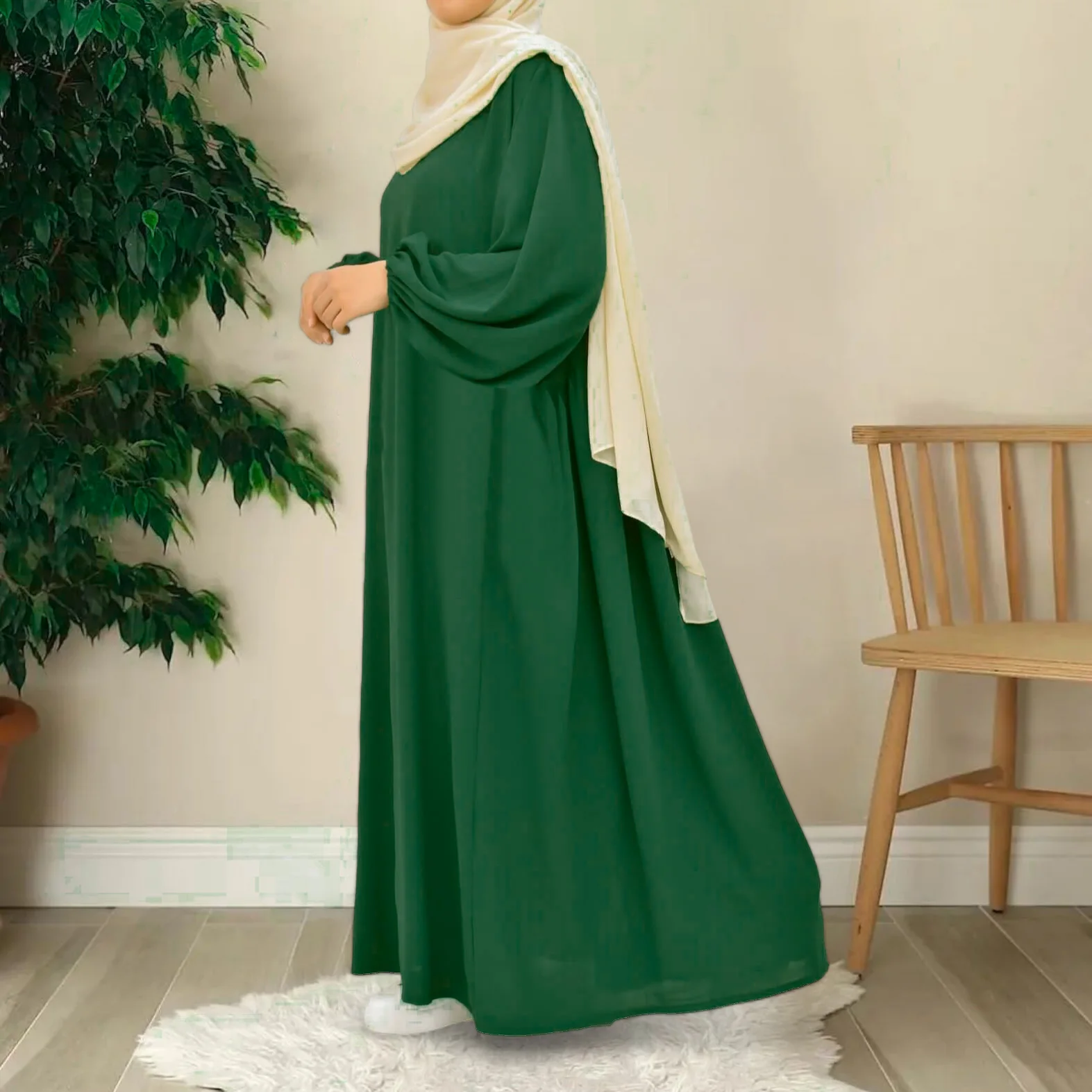 Abaya Hijab Manches Bouffantes ample et fluide