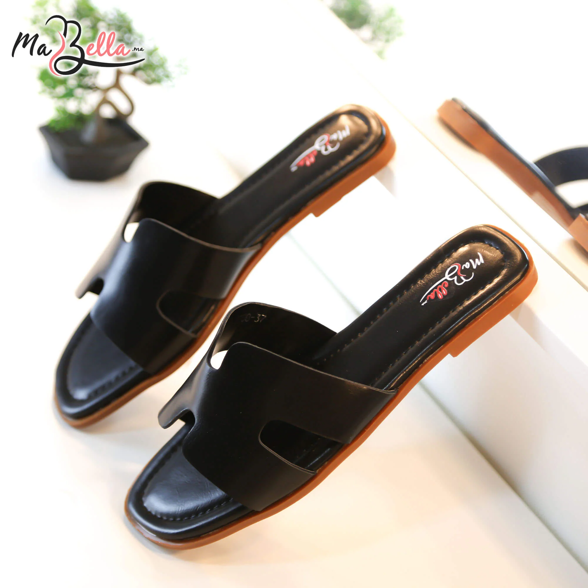 Sandale Plate - Noir - HRMS-01