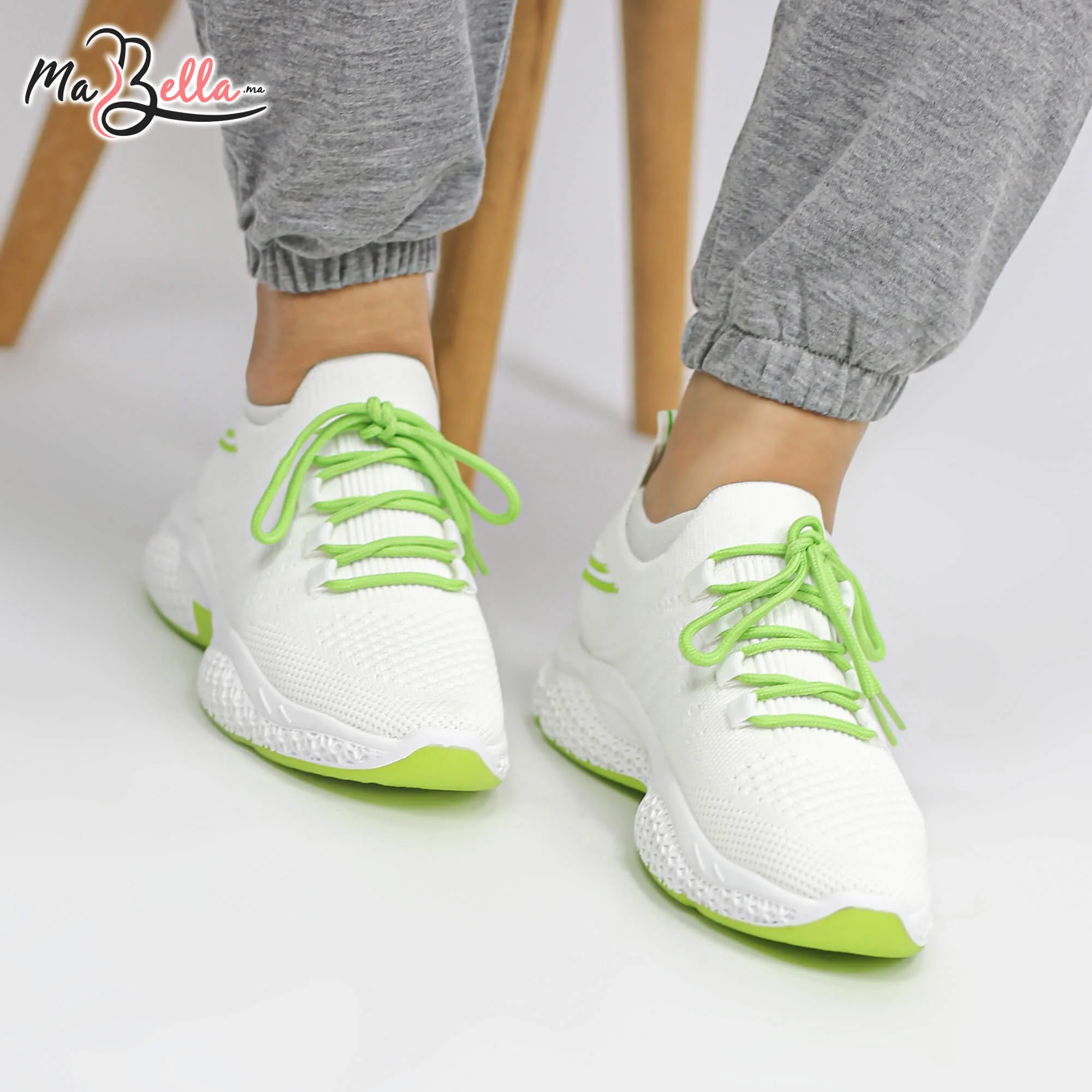 Baskets pour Femmes - Blanc Vert - RF24