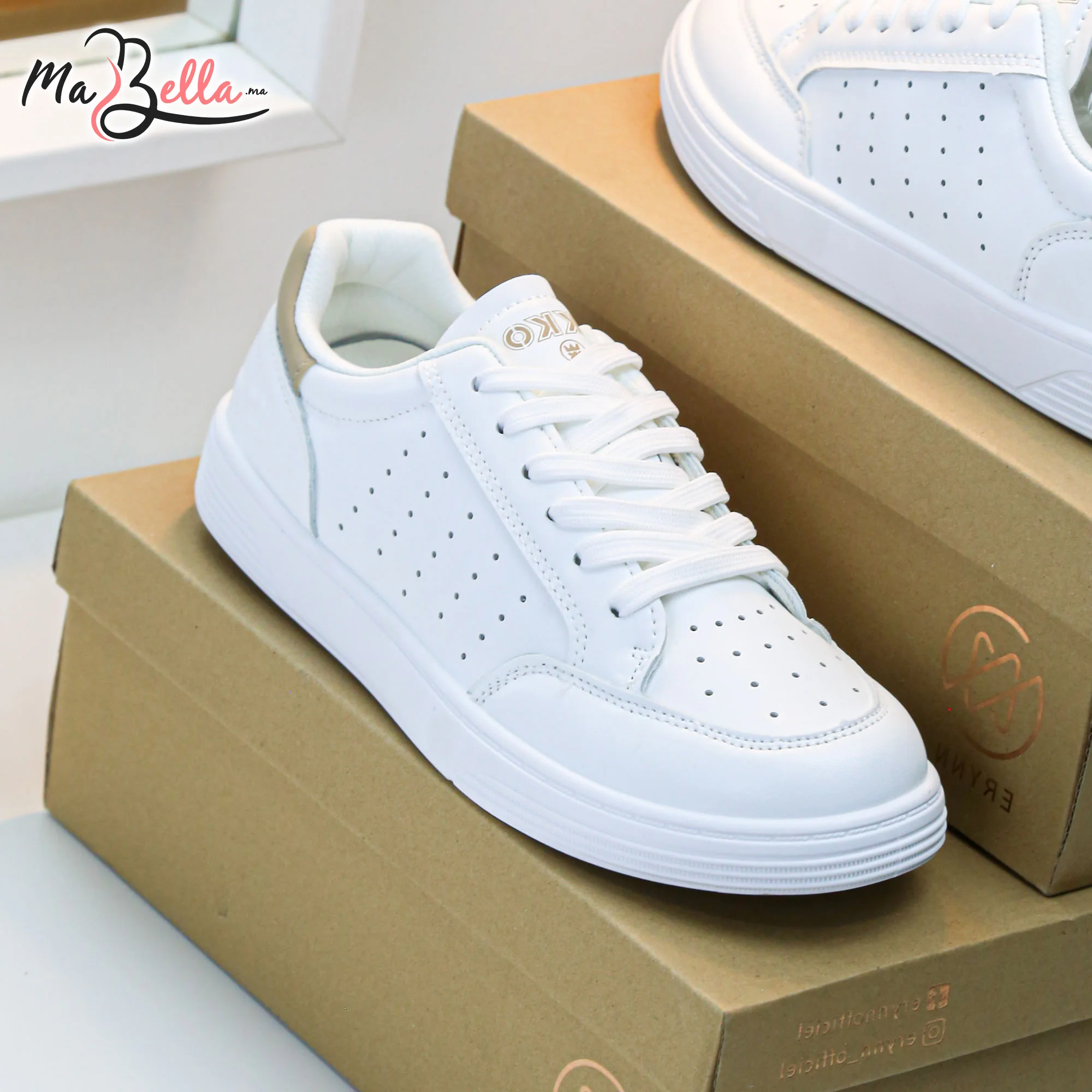 Baskets pour Femmes - Blanc/Marron - EK-01