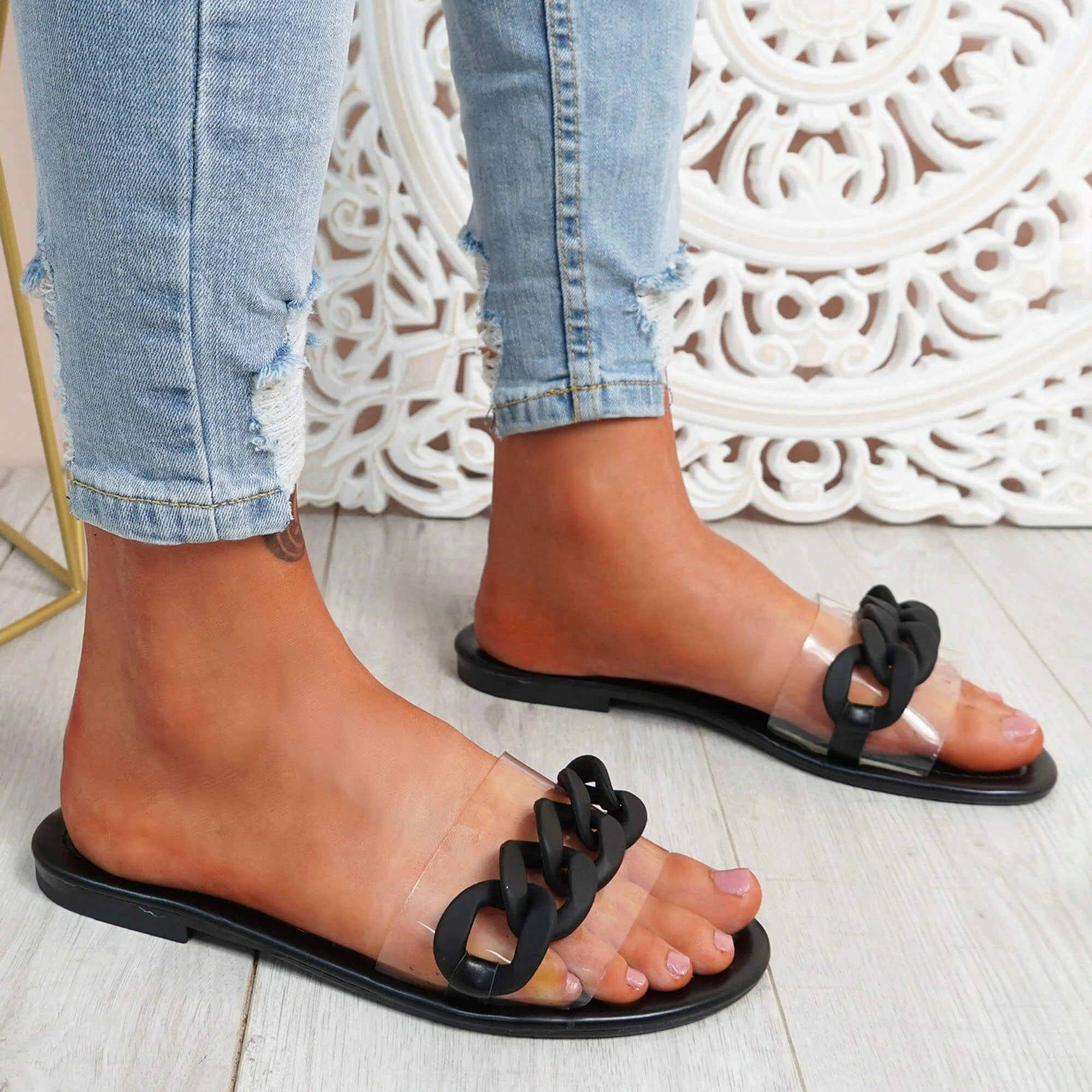 Sandale Plate - Noir - RF-627