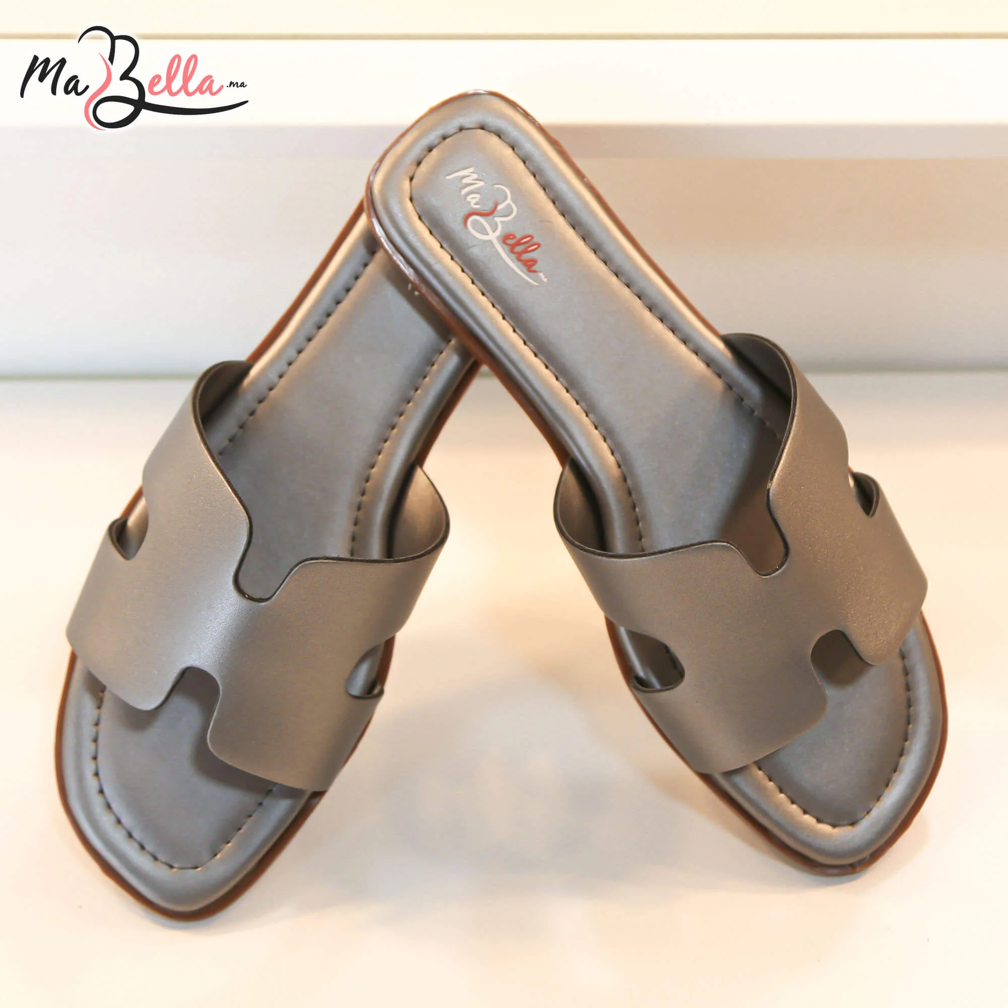 Sandale Plate - Gris argenté foncé - HRMS-01