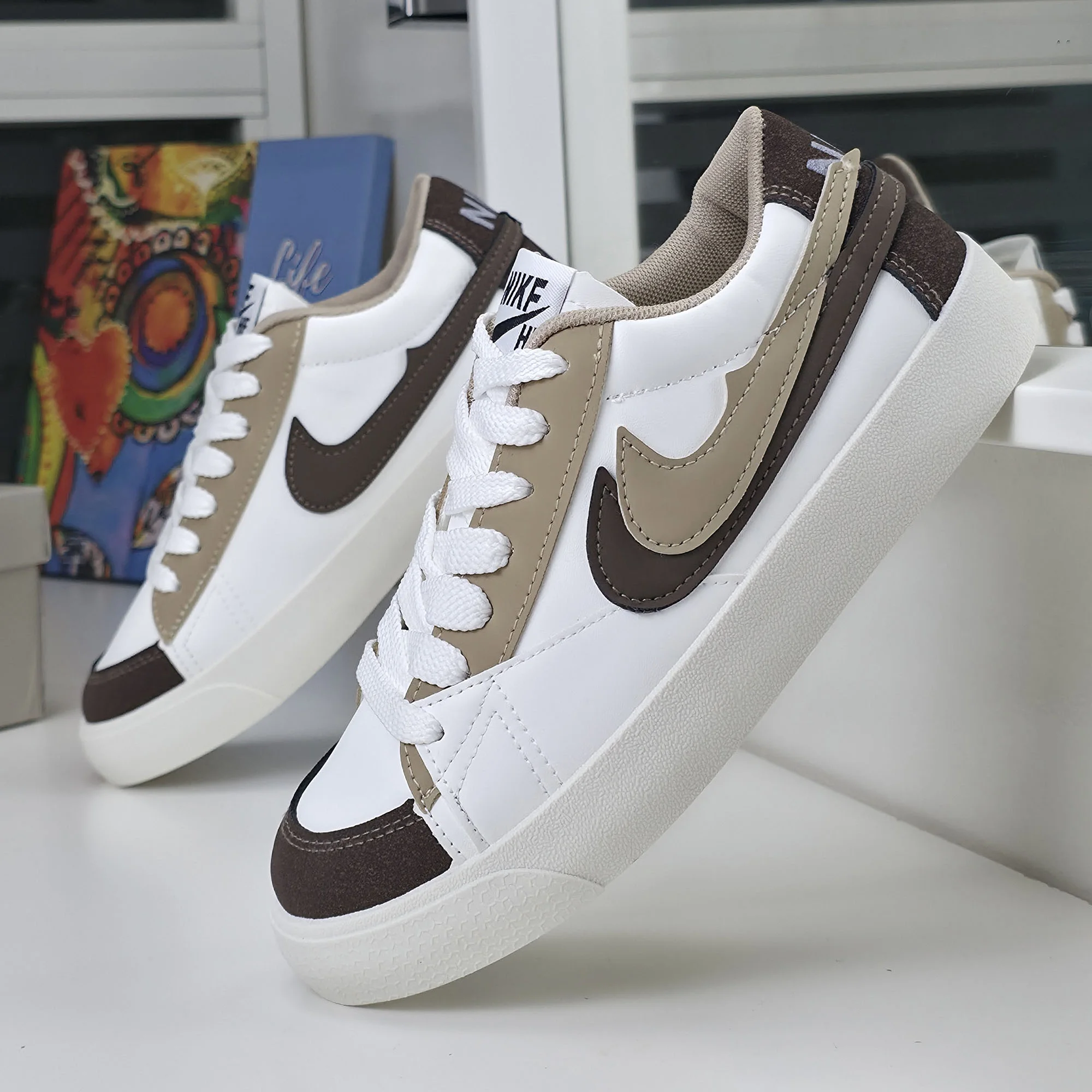 Baskets pour Femmes - White/Coffee - K09