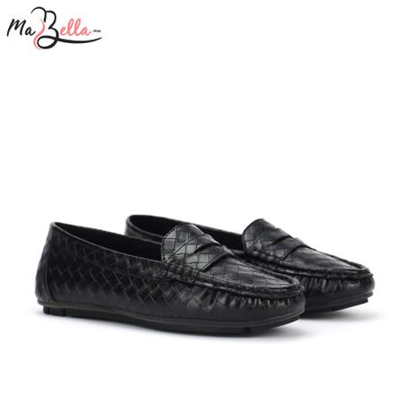 Mocassins pour Femmes - Noir - Tressé - SM/6493