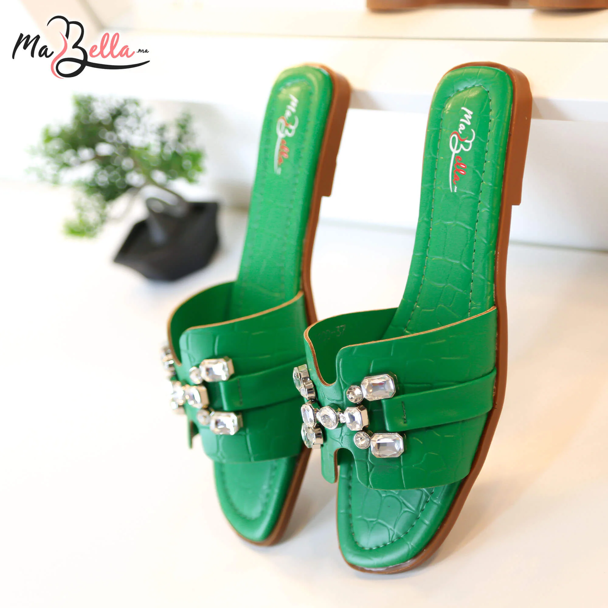 Sandale Plate - Vert - RF-HRMS***