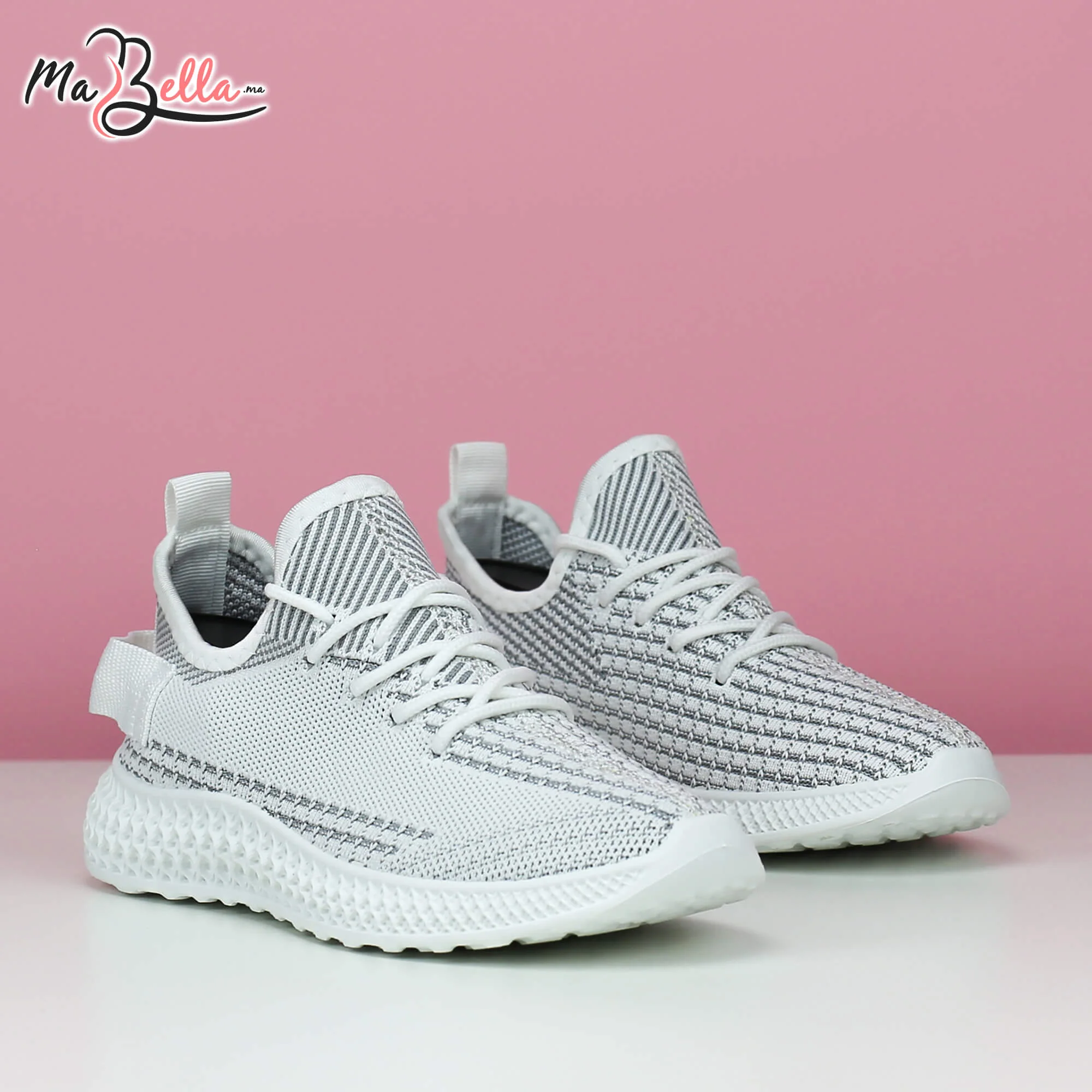 Baskets pour Femmes - Blanc - MB-8-3