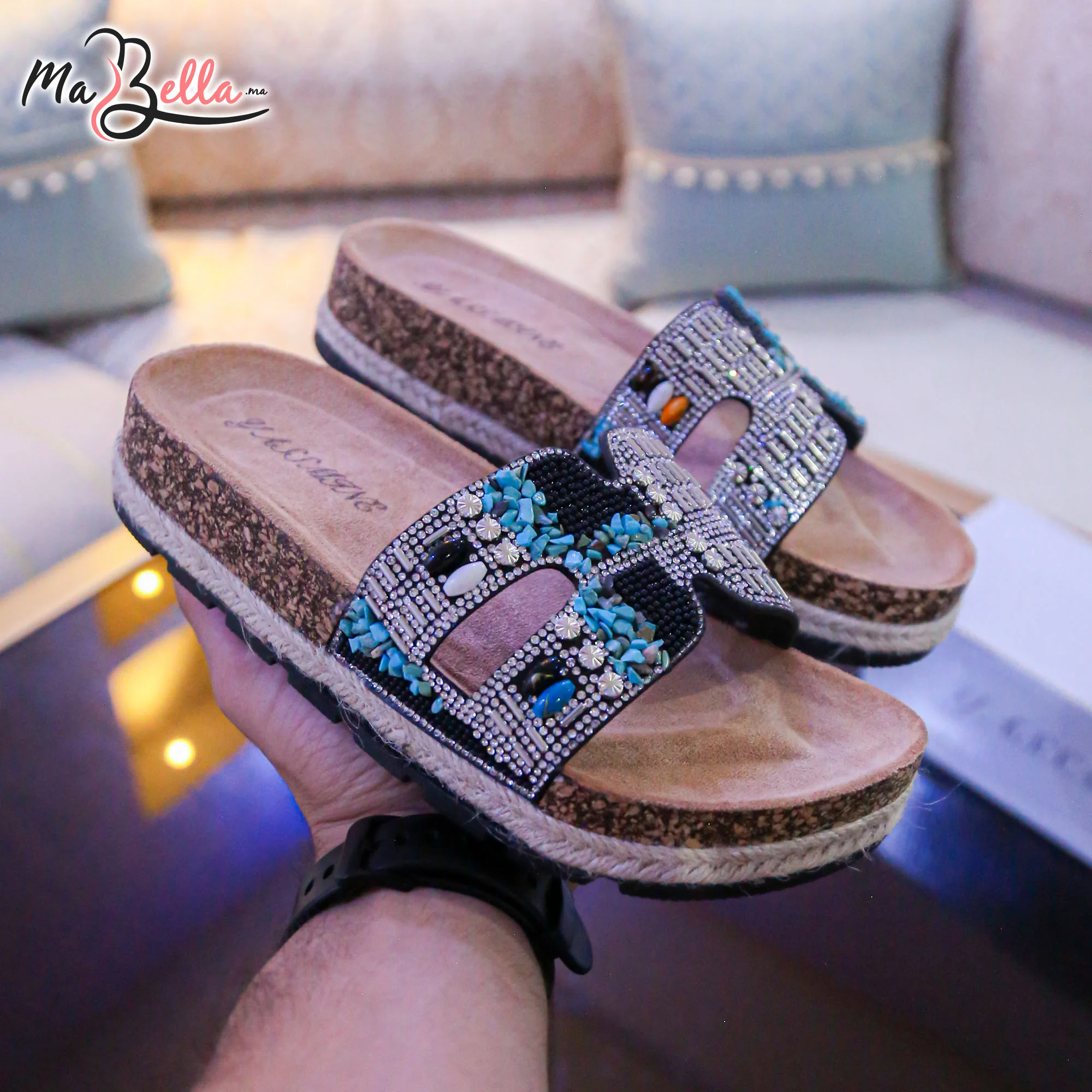 Sandale Plate - Noir - MES11