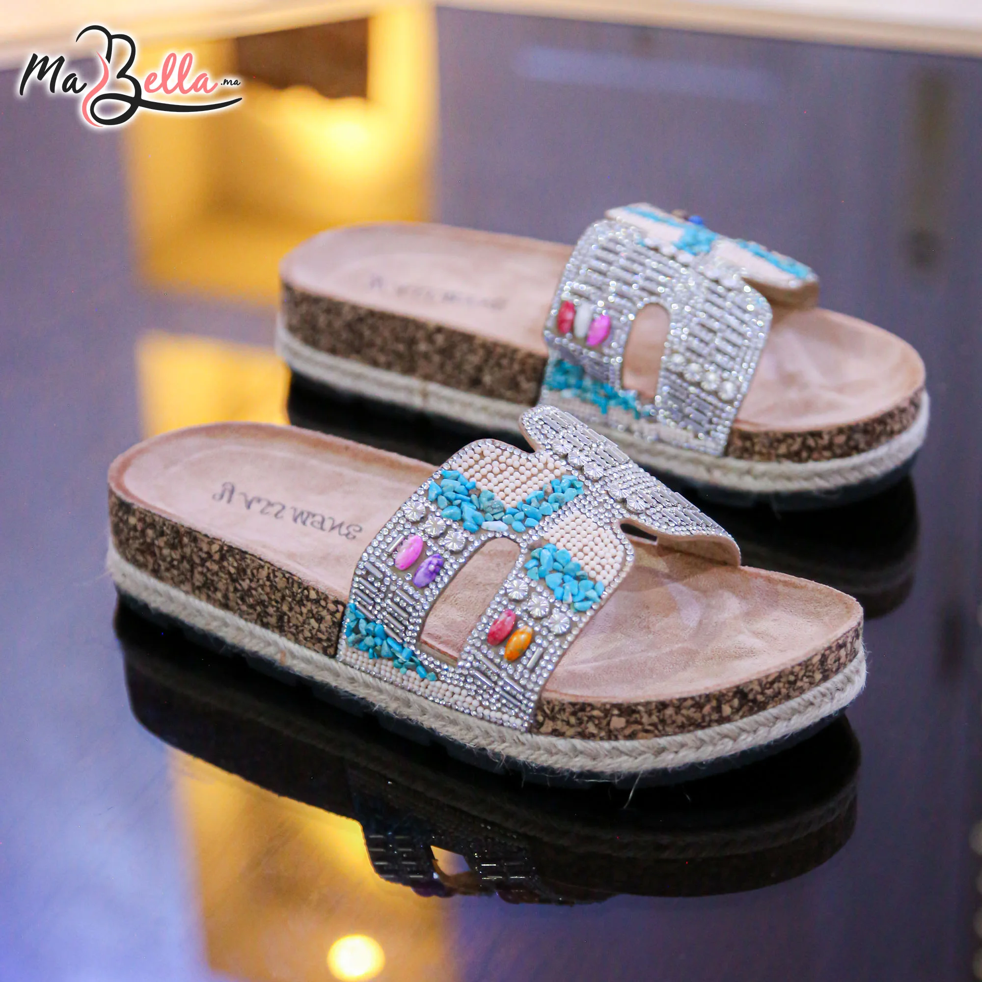 Sandale Plate - Beige - MES11