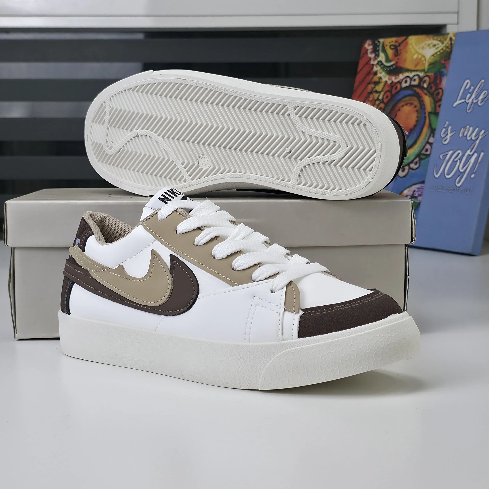 Baskets pour Femmes - White/Coffee - K09