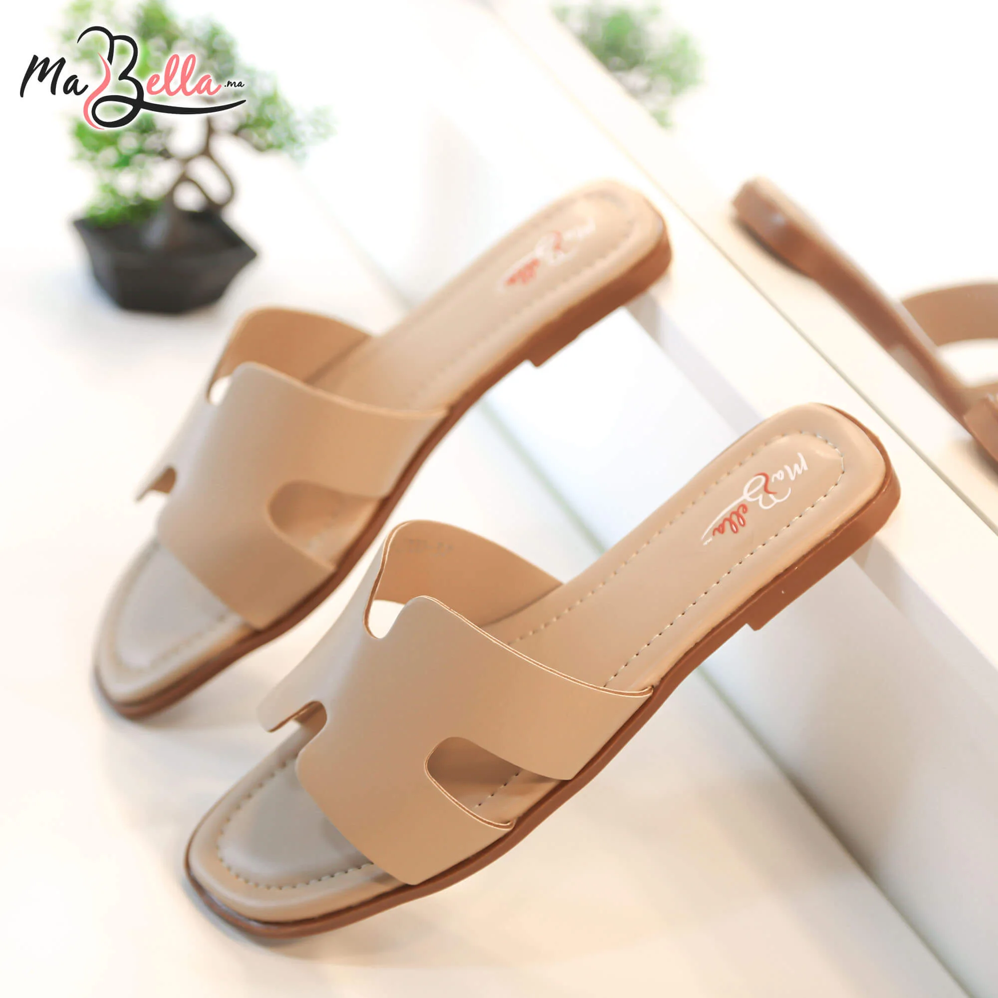 Sandale Plate - Beige - HRMS-01