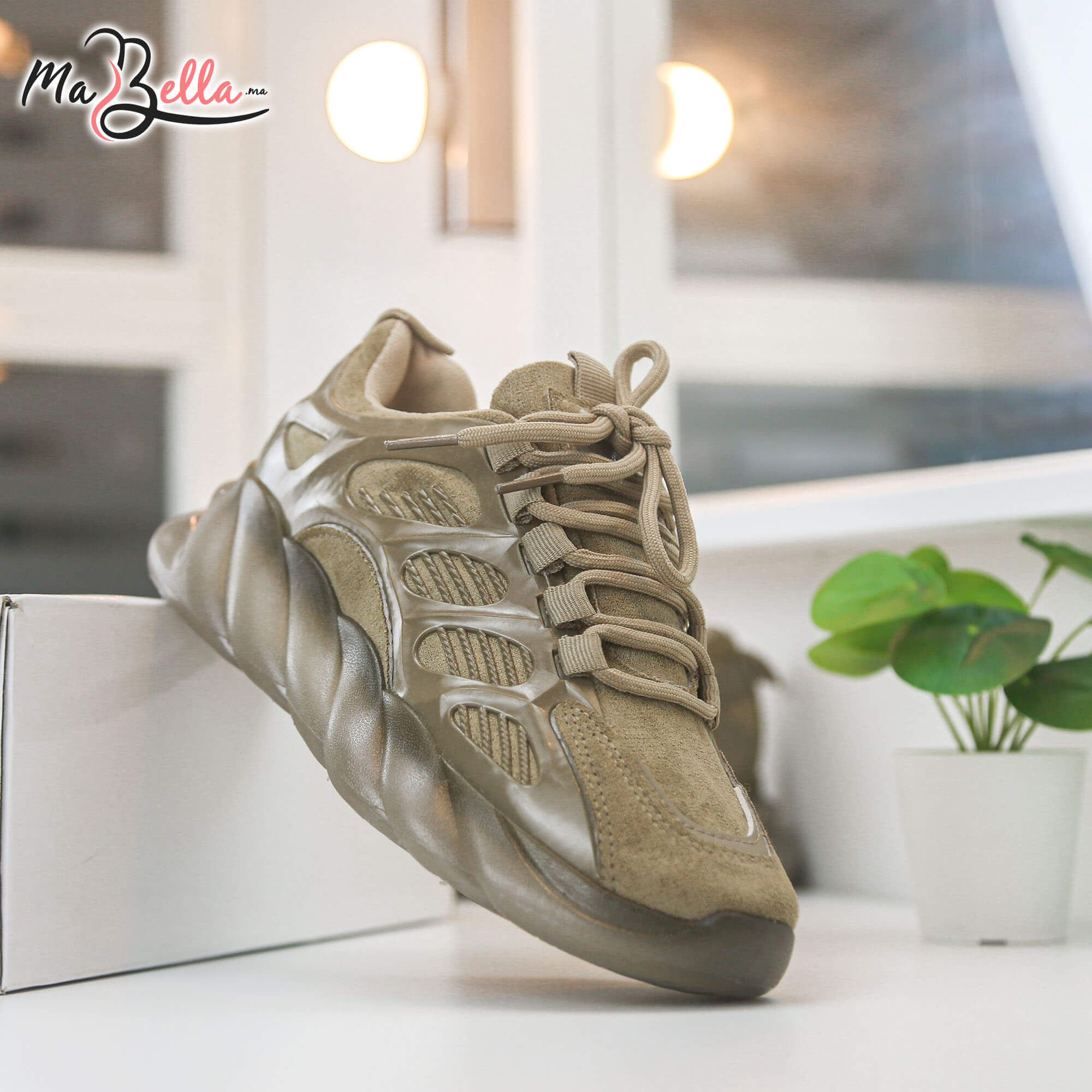basket marron femme