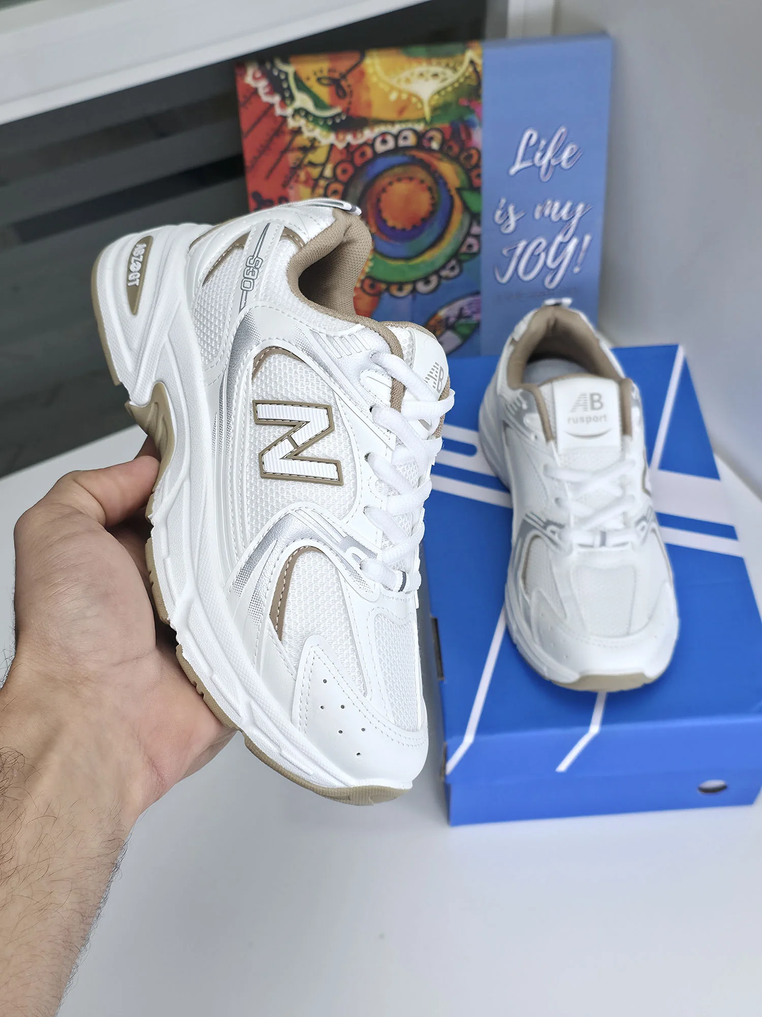 Baskets - Blanc/Beige - AB-530