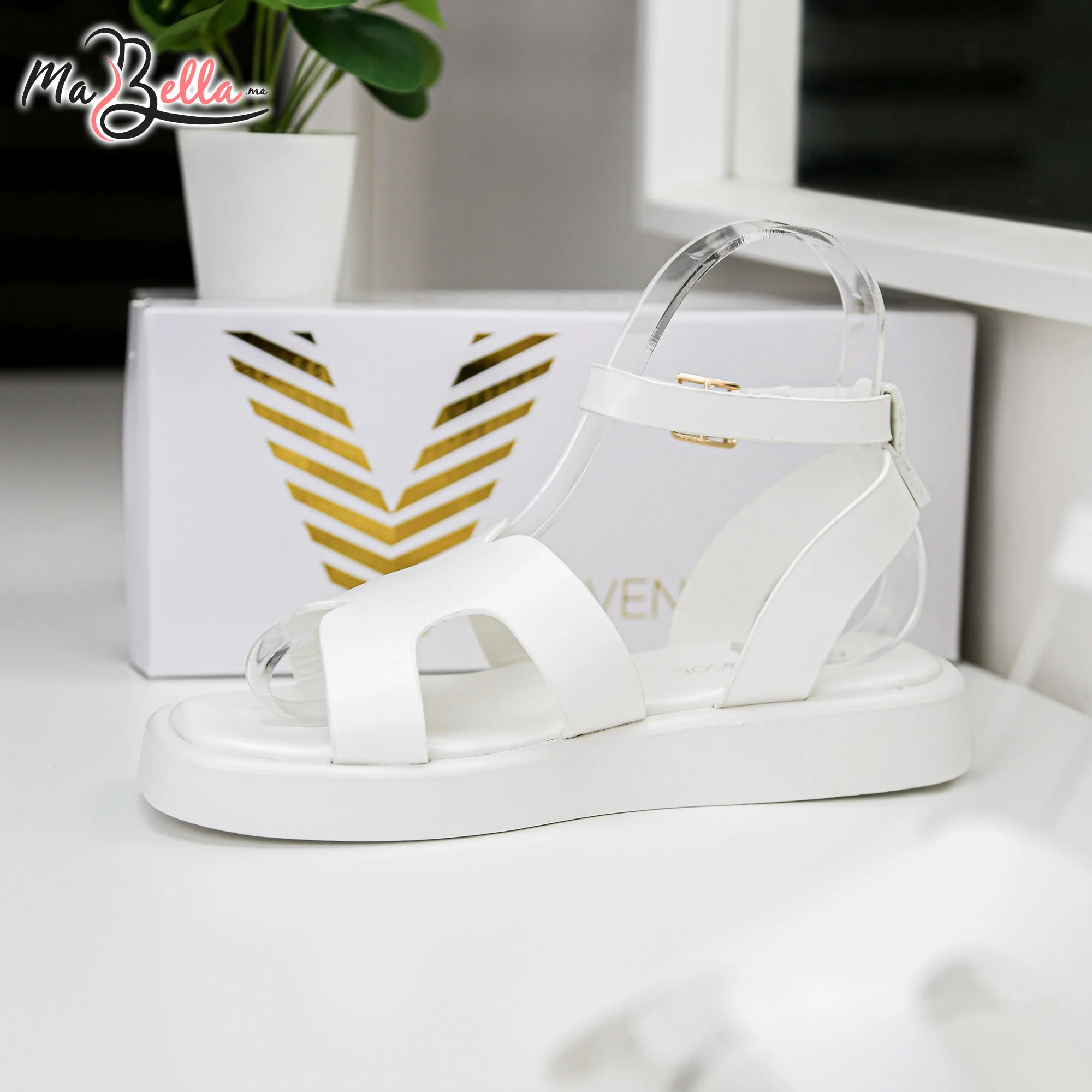 Sandale Plate - Blanc - LX-2548