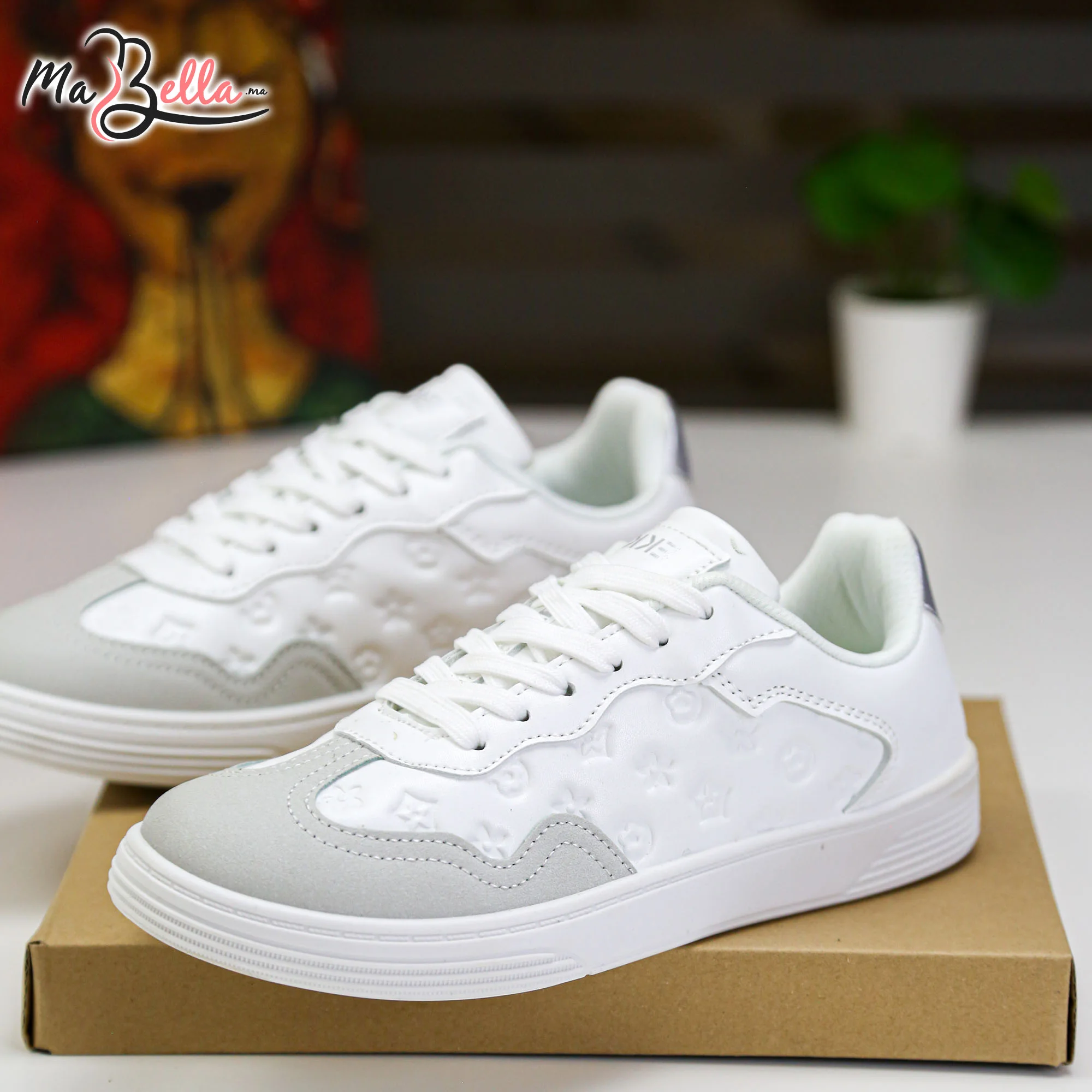 Baskets pour Femmes - Blanc/Argenté - EK-03