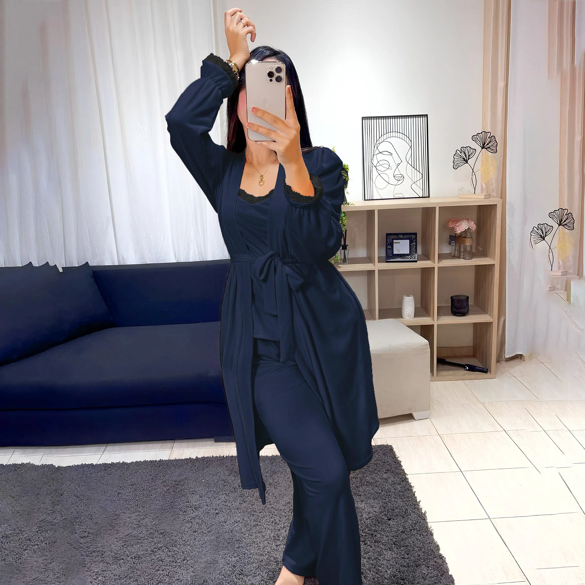 Pyjama Velours Ensemble 3 Pièces pour Femme - 5 Couleurs