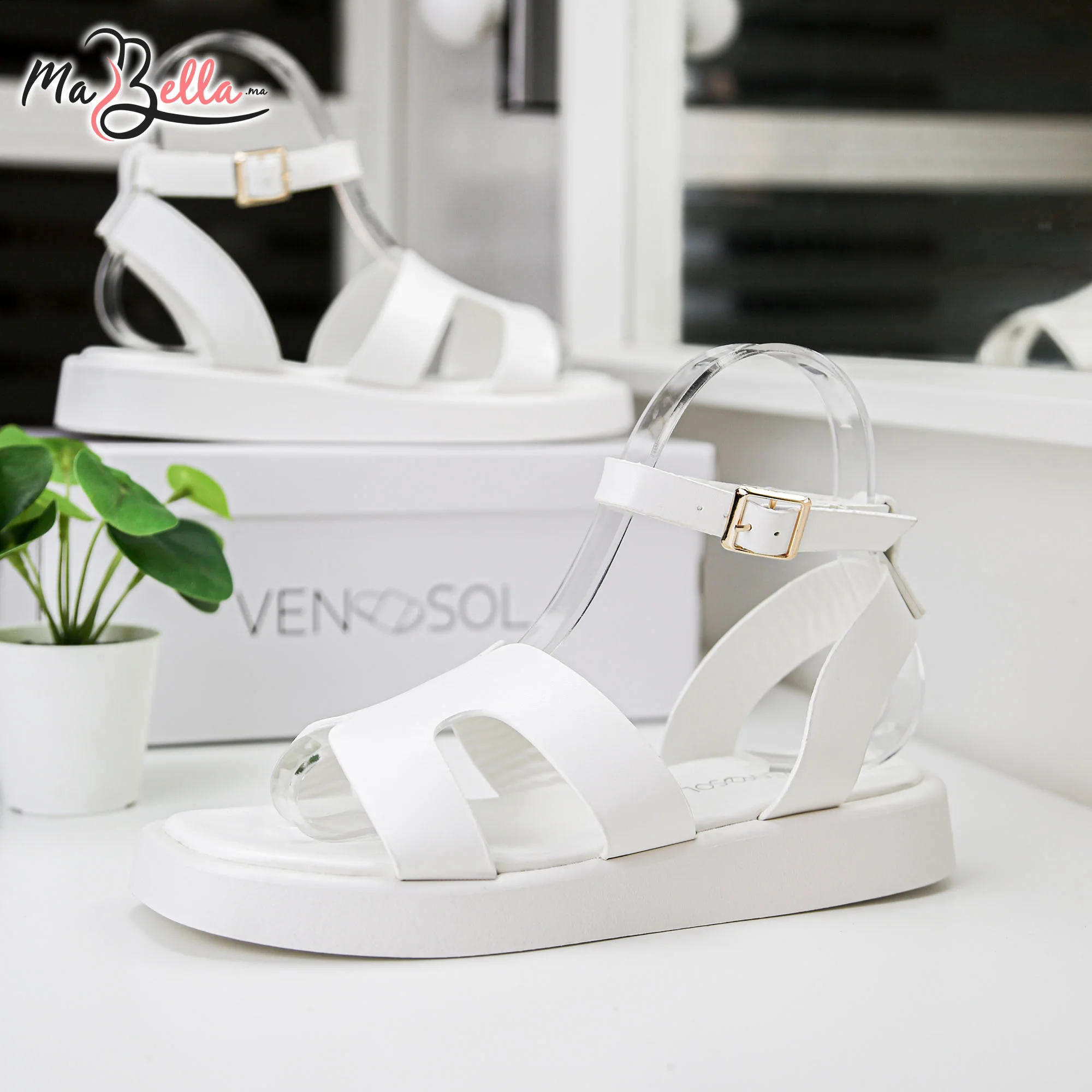 Sandale Plate - Blanc - LX-2548