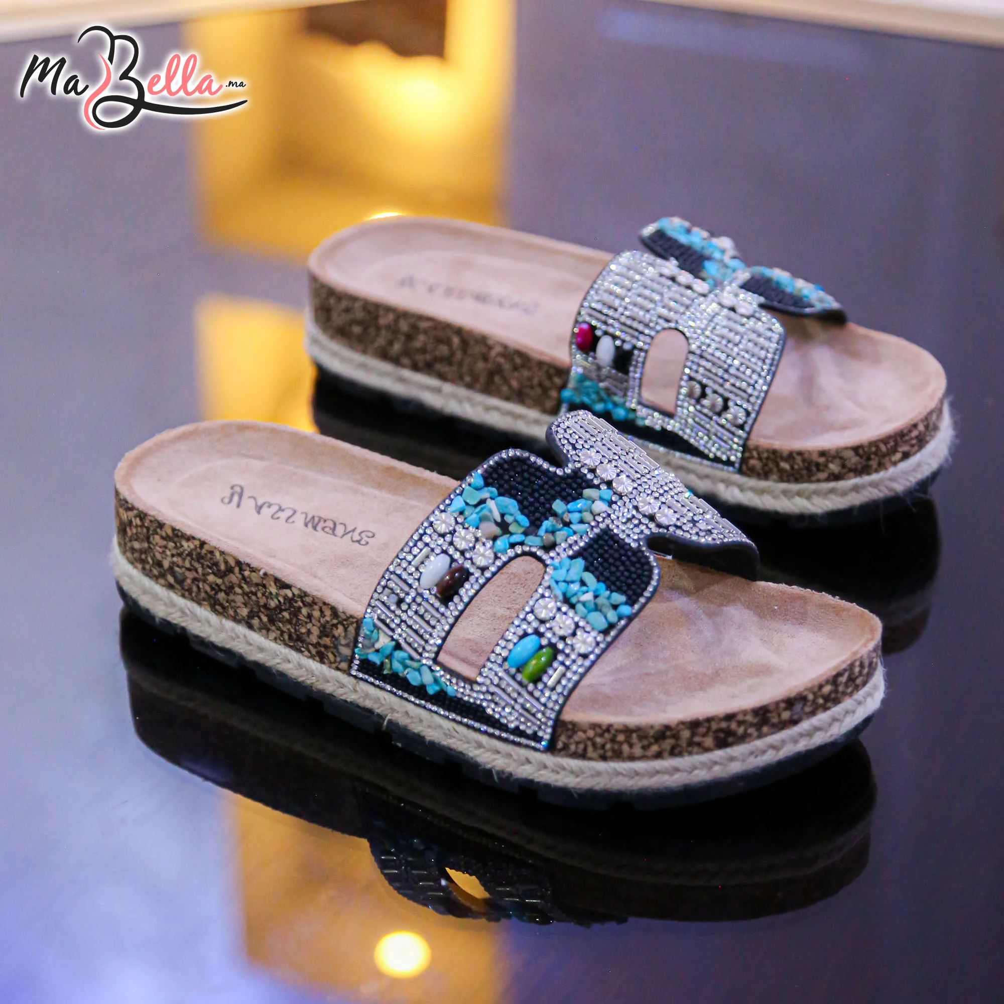 Sandale Plate - Noir - MES11