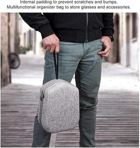 شنطة حمل لجهاز ميتا كويست 2 متينة مضادة للصدمات لسماعة رأس الواقع الافتراضي اوكيولوس ووحدة التحكم باللمس تخزين ناعمة محمولة للسفر لملحقات أسود، أسيتات فينيل الإيثيلين (EVA)