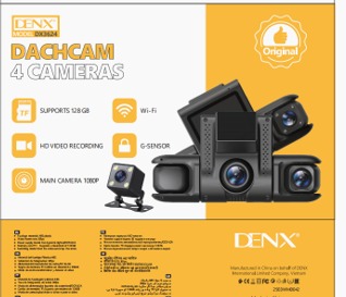 داش كام للسيارة بأربع عدسات Denx بضمان عامين