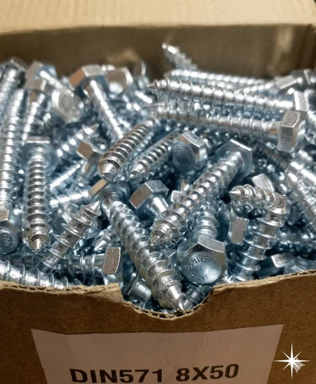 hexagonal head wood screws, also known as coach screws or lag bolts.