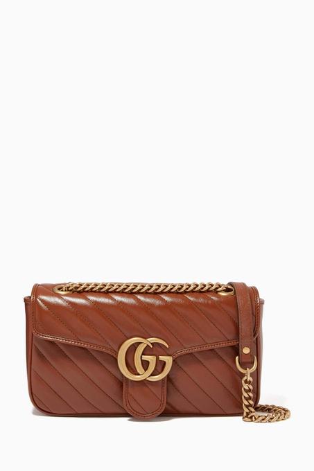 Gucci GG Marmont matelassé shoulder bag brown