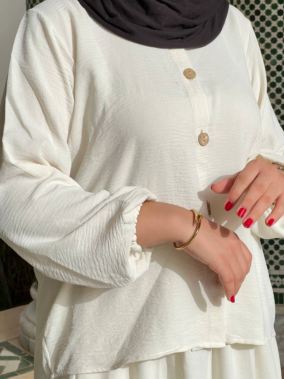 Robe crepe mkerech beige