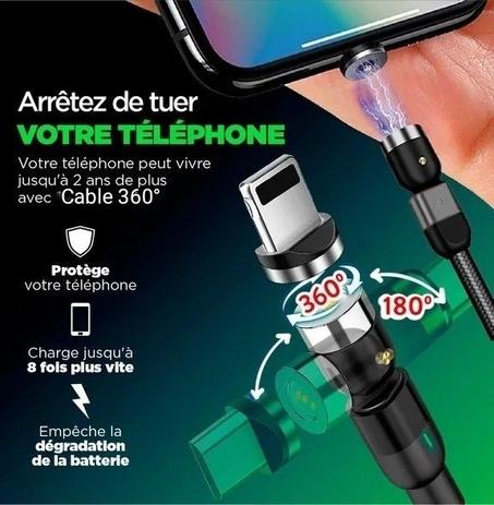 Charge votre téléphone JUSQU4A 8X PLUS VITE! Rotatif à 360°, ne gène pas la manipulation